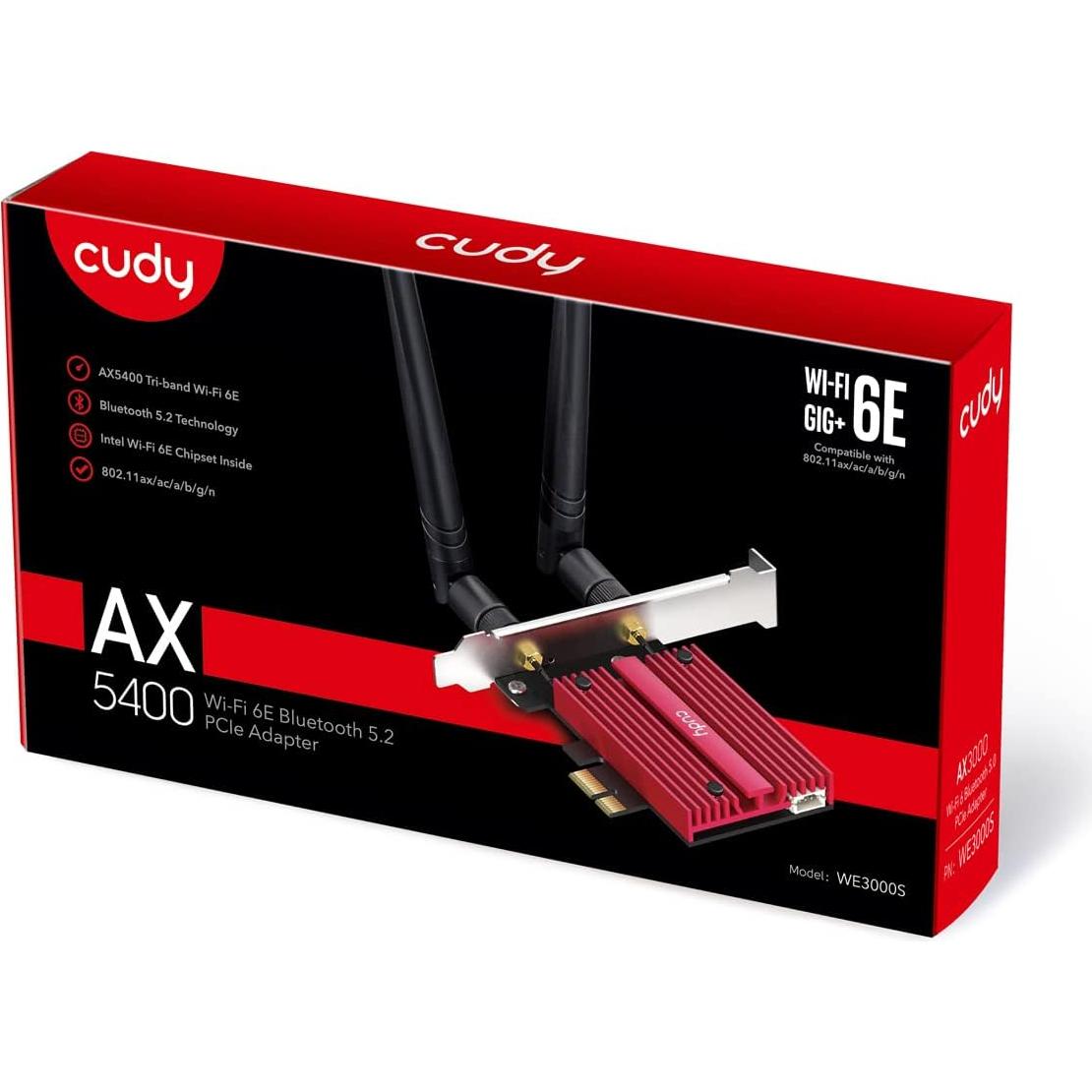 Cudy AX5400 Tarjeta PCIe WiFi 6E Bluetooth 5.2 para PC