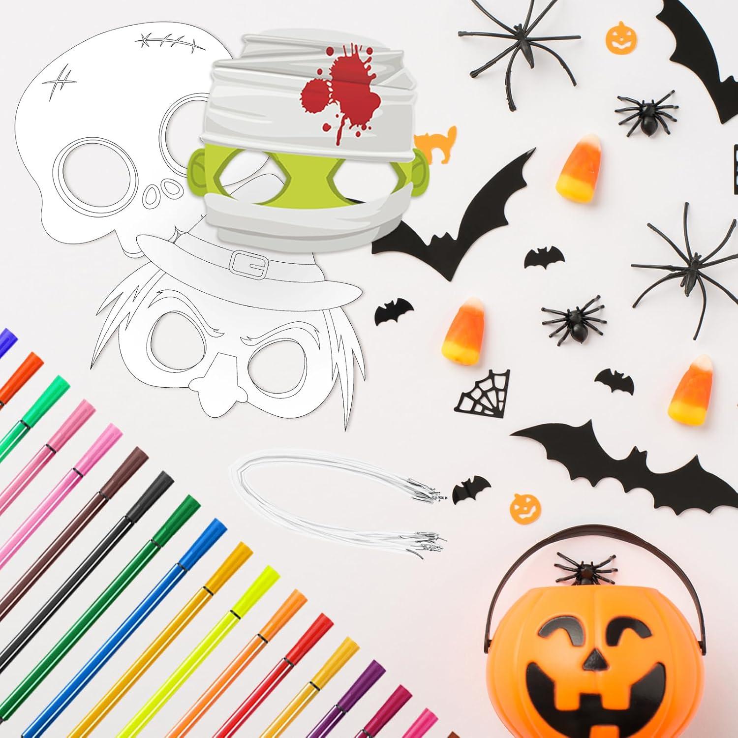 Lenwen 16 Pzs Máscaras DIY Halloween con Marcadores