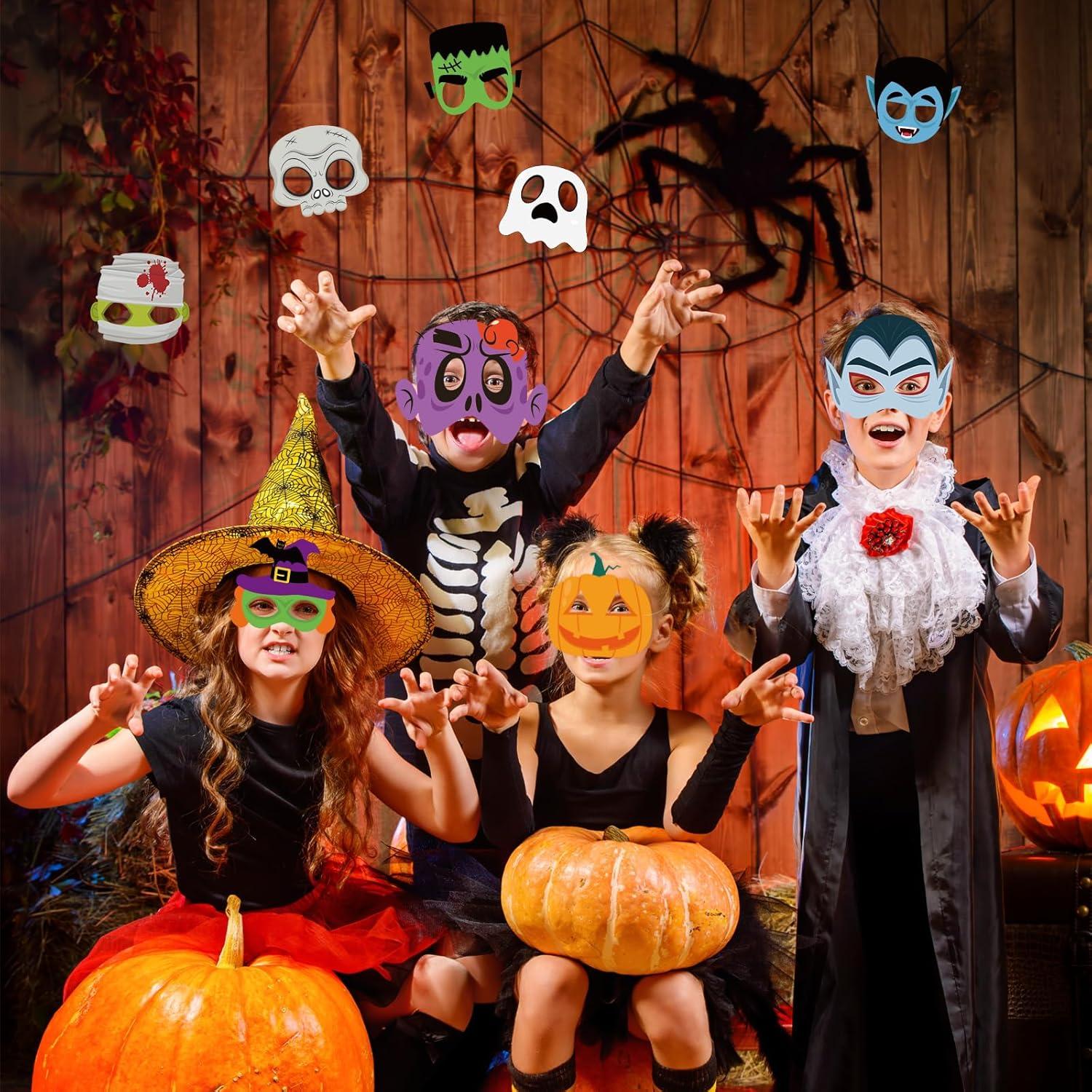 Lenwen 16 Pzs Máscaras DIY Halloween con Marcadores