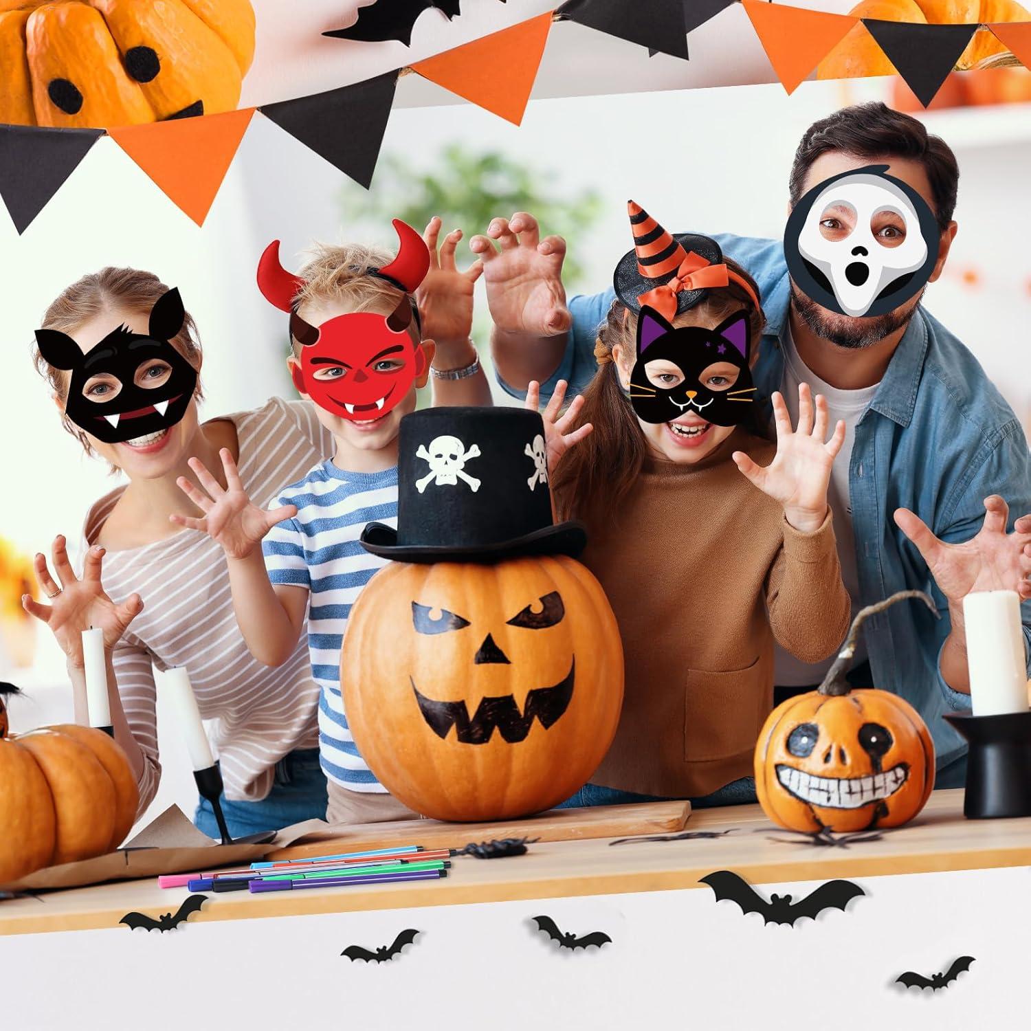 Lenwen 16 Pzs Máscaras DIY Halloween con Marcadores