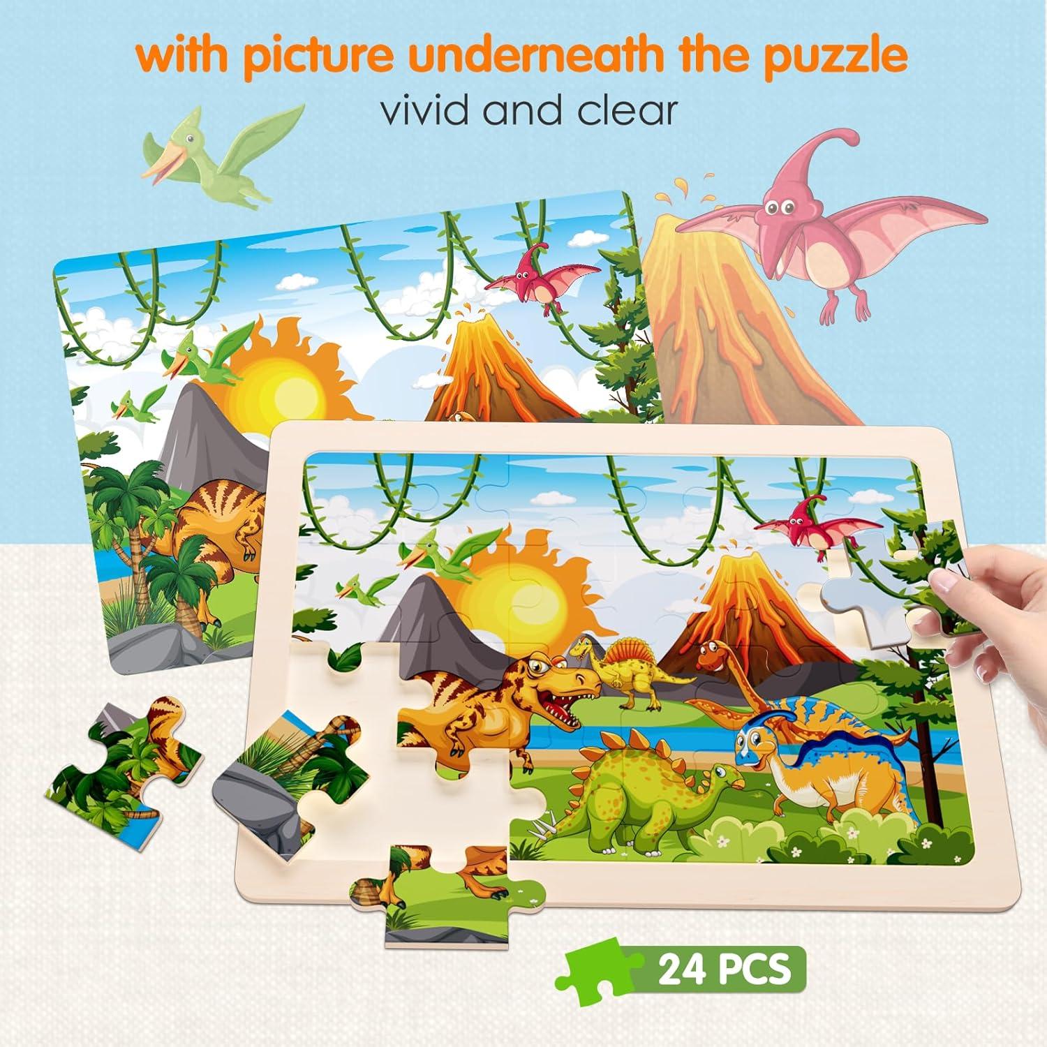 Rompecabezas de Madera Wuzhineisn Dinosaurios 24 Piezas