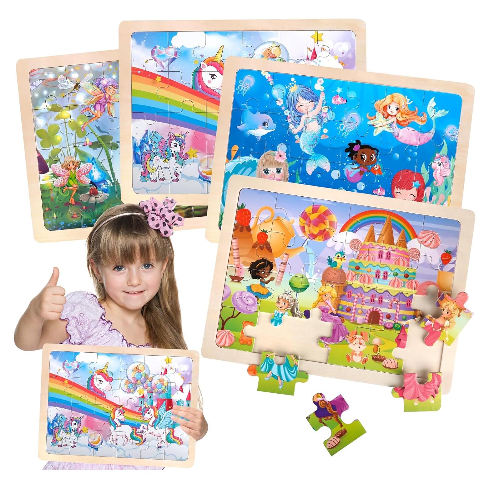 Rompecabezas de Madera Wuzhineisn Unicornio Sirena 24 Piezas