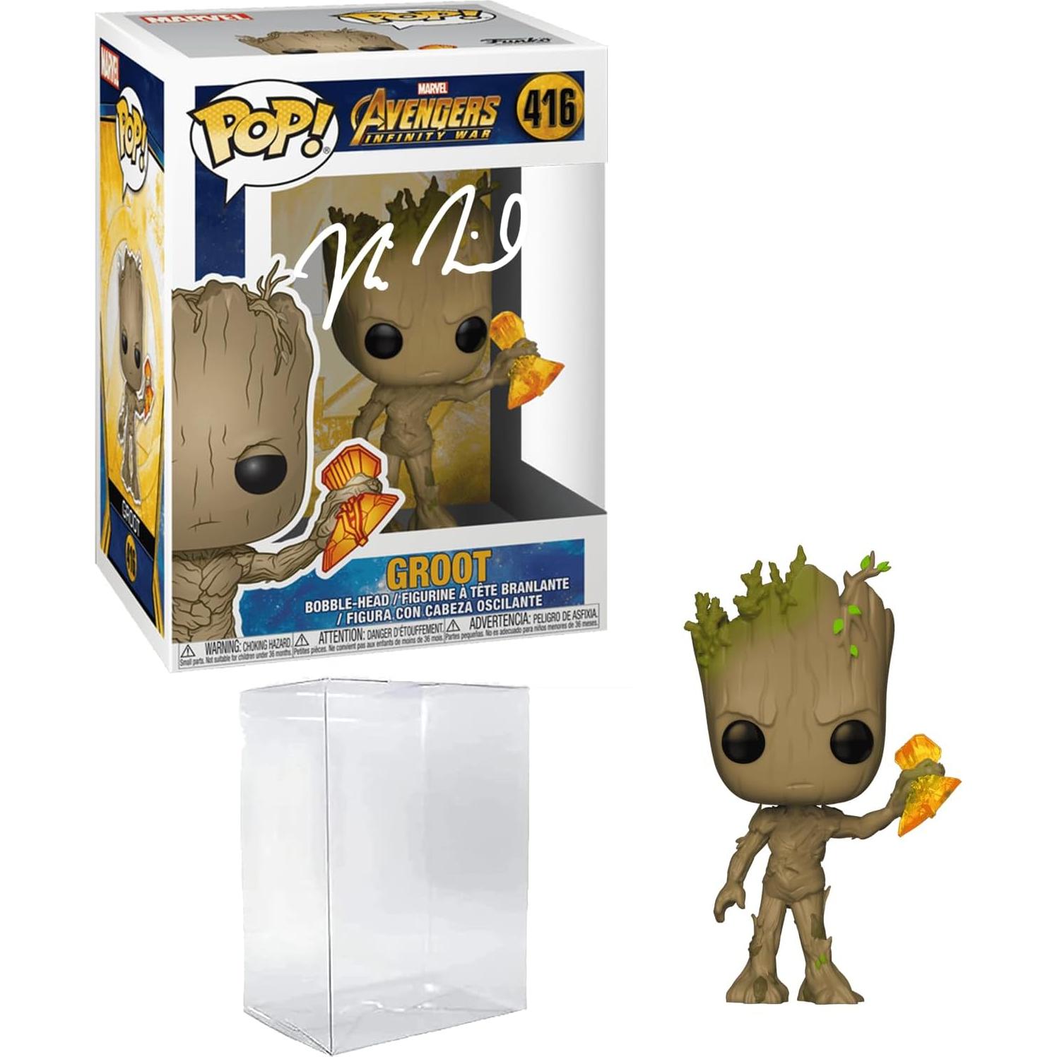 Funko Pop Groot Vin Diesel Firmado Facsímil Marvel 27.9x20.3cm