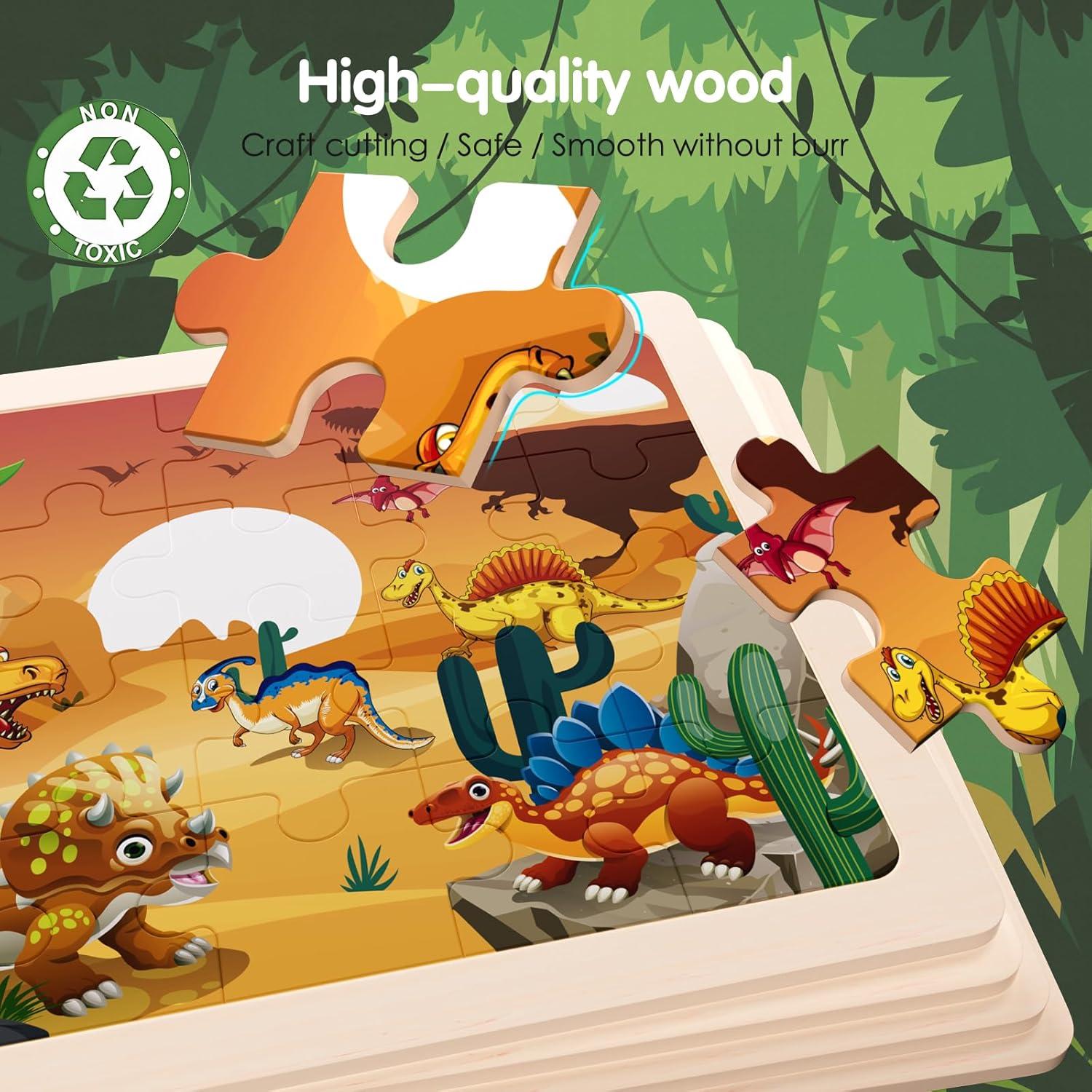 Rompecabezas de Madera Wuzhineisn Dinosaurios 24 Piezas