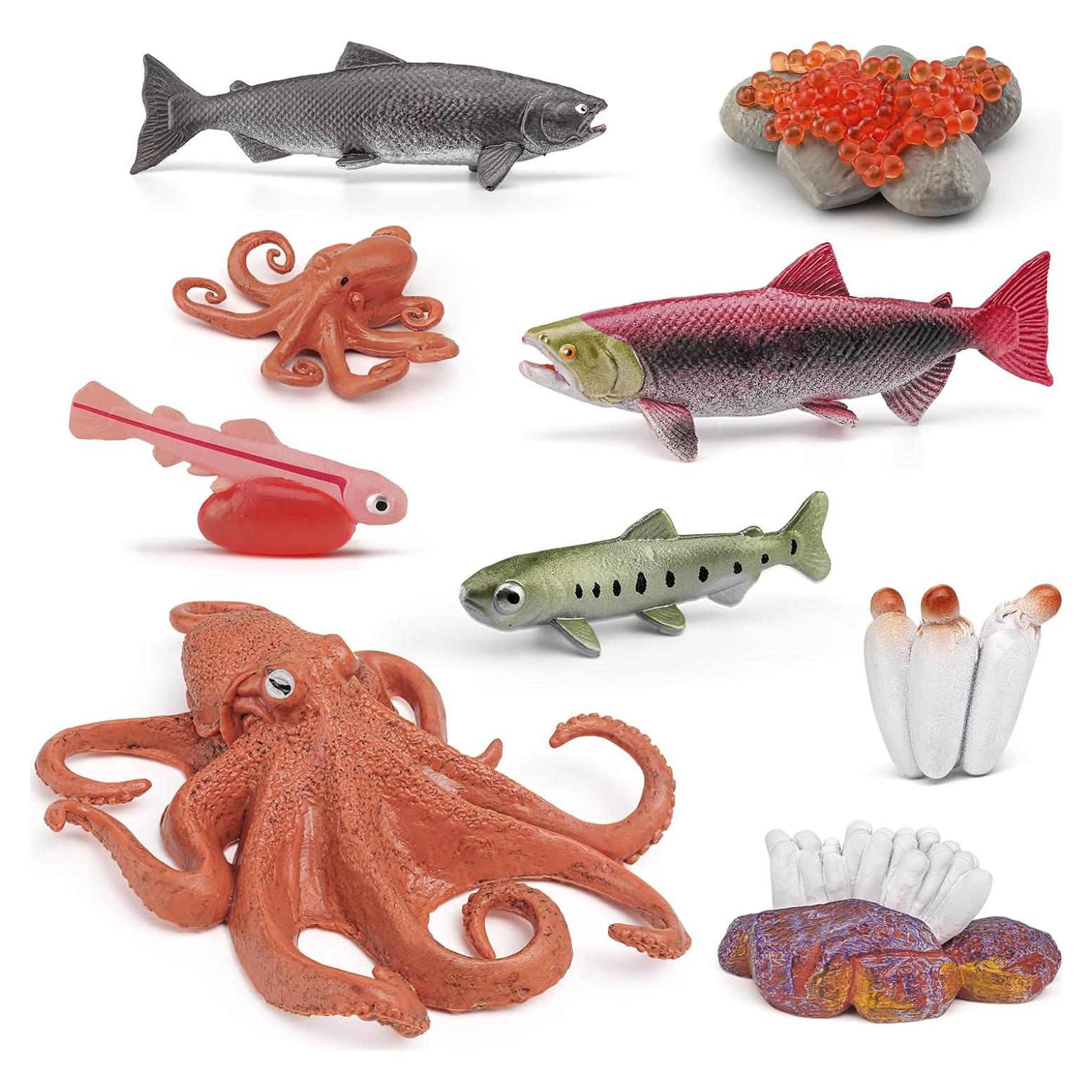 Conjunto Ciclo de Vida del Pez LC JoyCre 8 Figuras Realistas