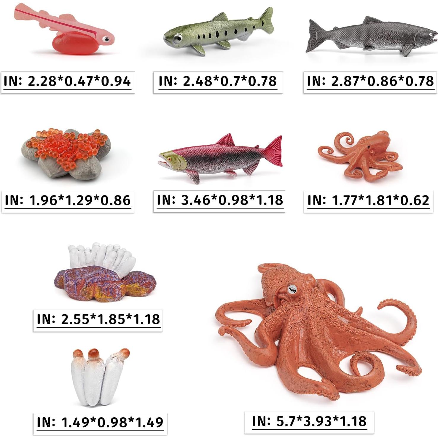 Conjunto Ciclo de Vida del Pez LC JoyCre 8 Figuras Realistas