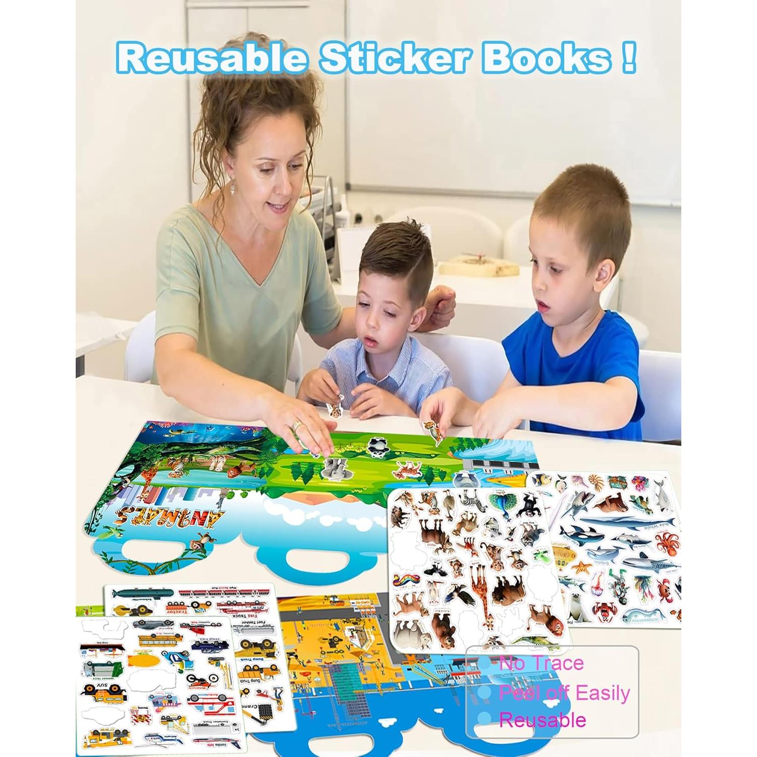 2Pack Libros de Pegatinas Reutilizables Cafalibe 112pcs Vehículos