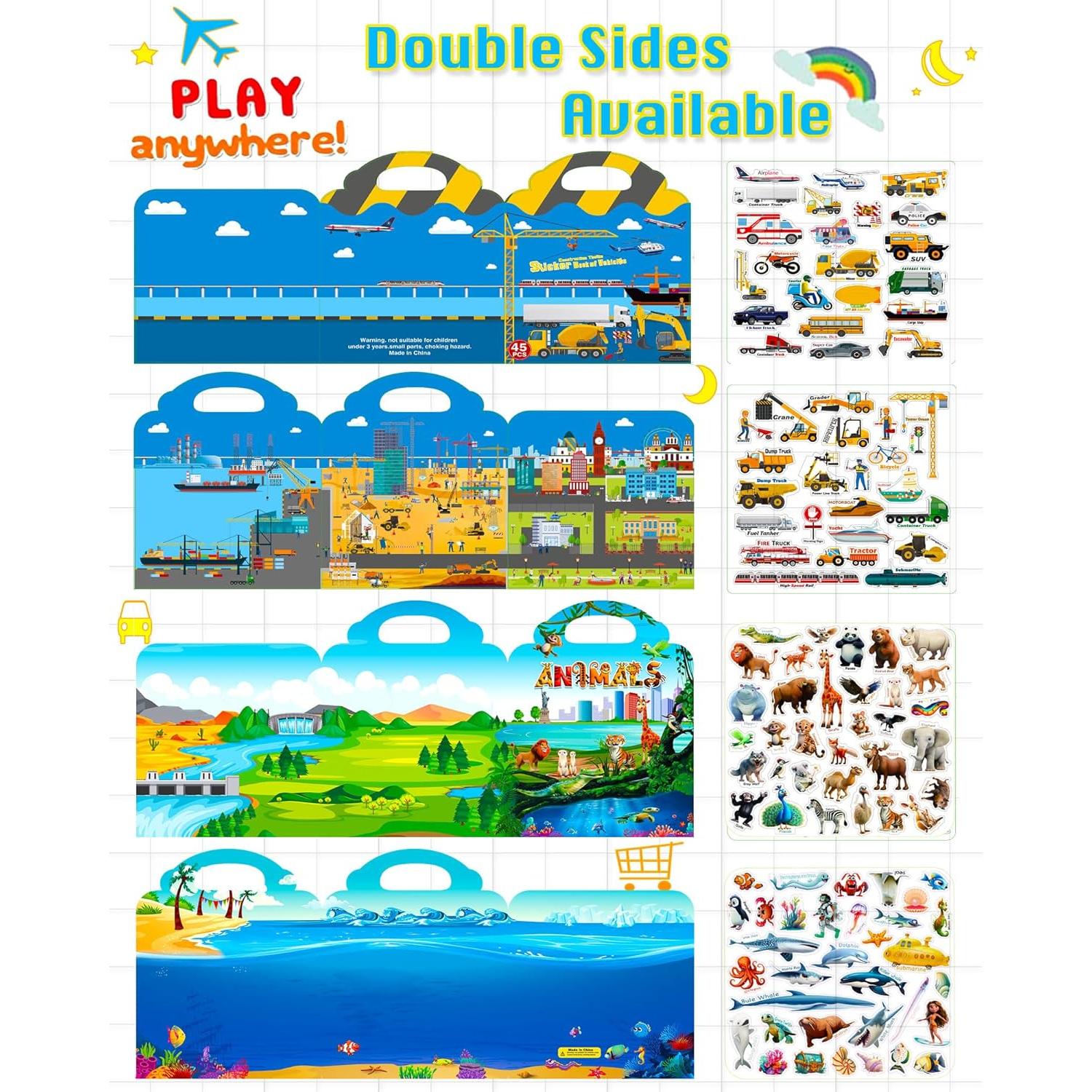 2Pack Libros de Pegatinas Reutilizables Cafalibe 112pcs Vehículos