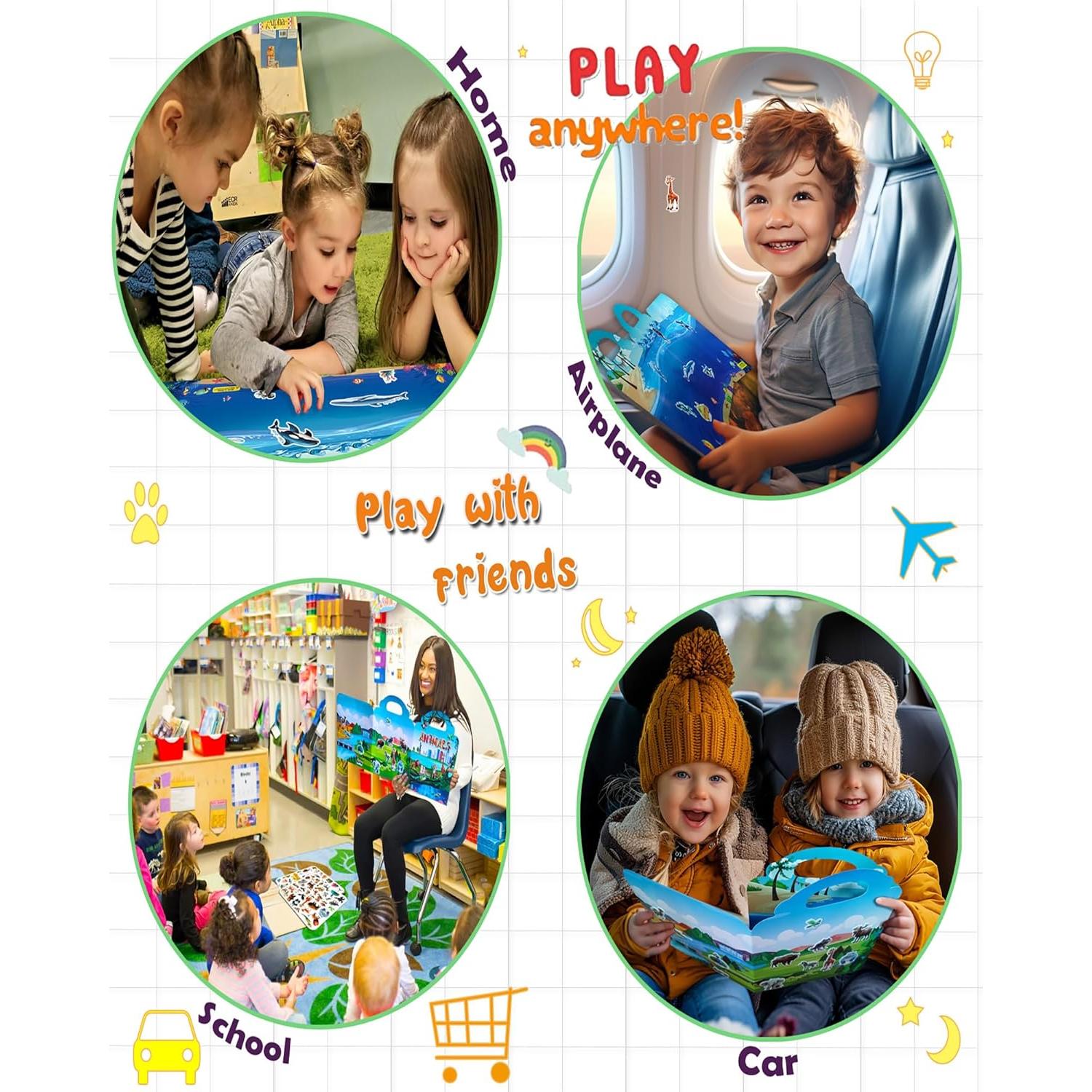 2Pack Libros de Pegatinas Reutilizables Cafalibe 112pcs Vehículos