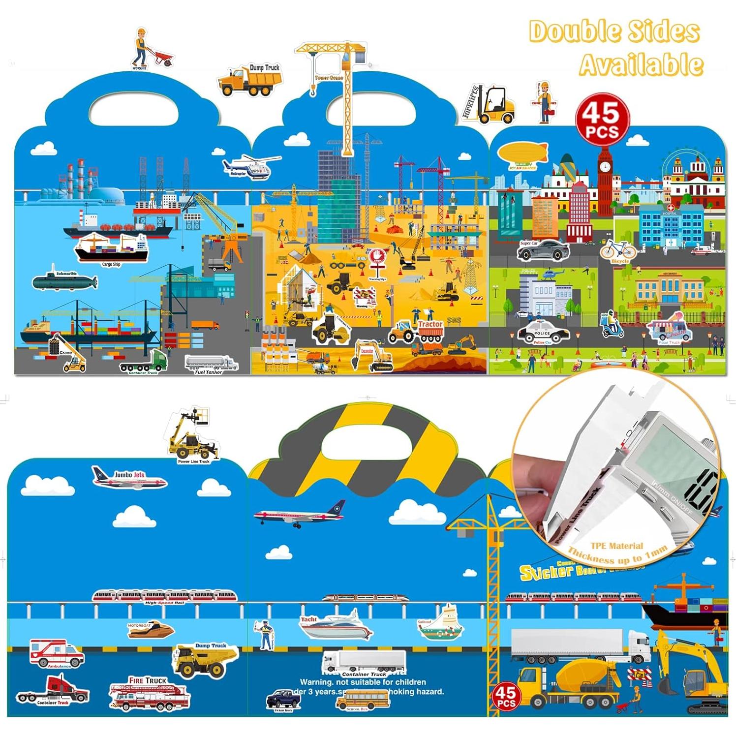 Libro de Pegatinas Reutilizables Cafalibe 45 Vehículos 3D