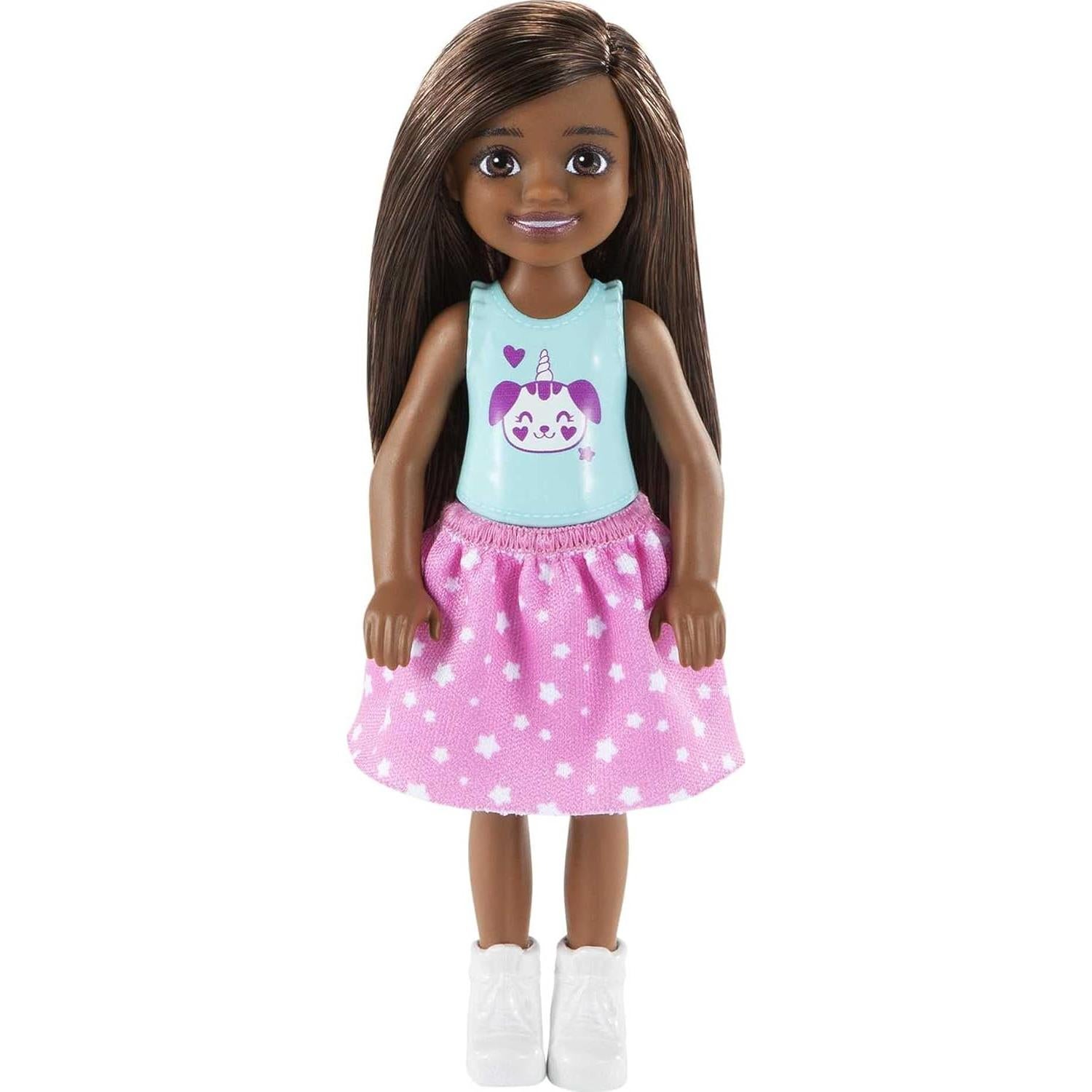 Juego de Columpio Barbie Chelsea con Muñeca y Perrito 15 cm