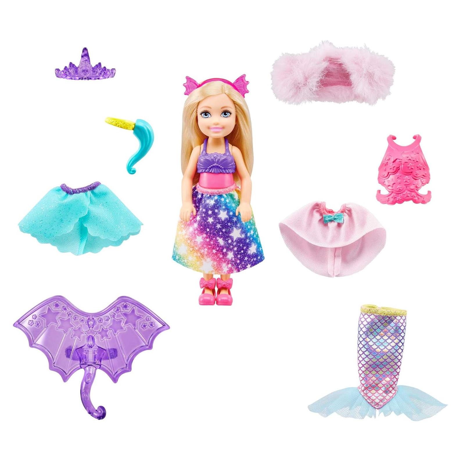 Muñeca Chelsea Barbie Dreamtopia con 12 disfraces y accesorios