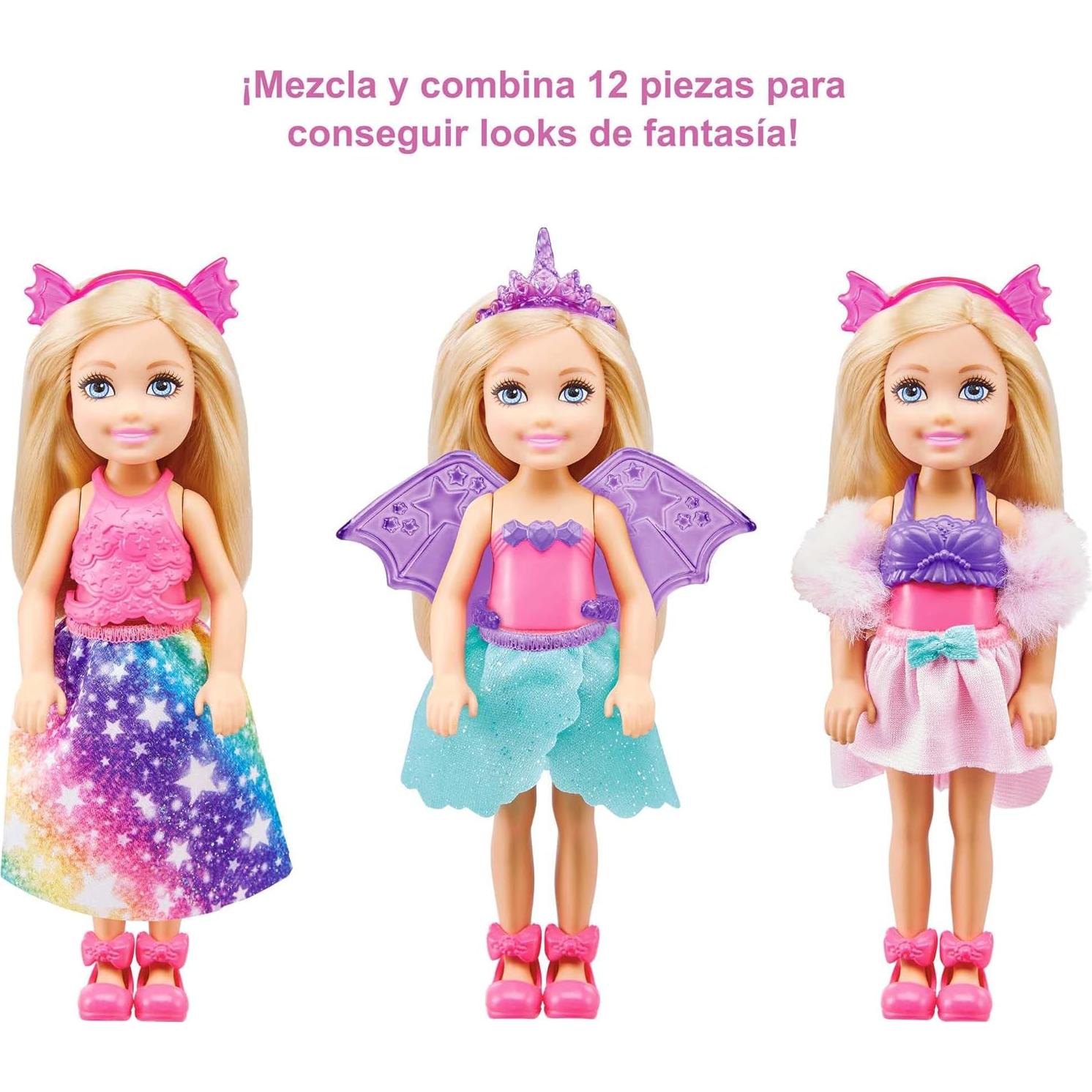 Muñeca Chelsea Barbie Dreamtopia con 12 disfraces y accesorios