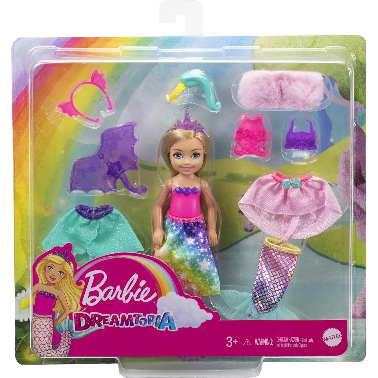 Muñeca Chelsea Barbie Dreamtopia con 12 disfraces y accesorios