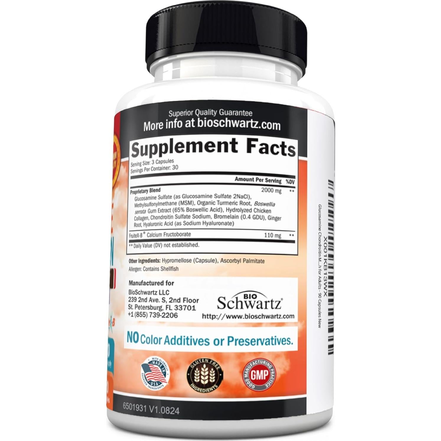 Suplemento Articular BioSchwartz 90 Cápsulas Glucosamina MSM