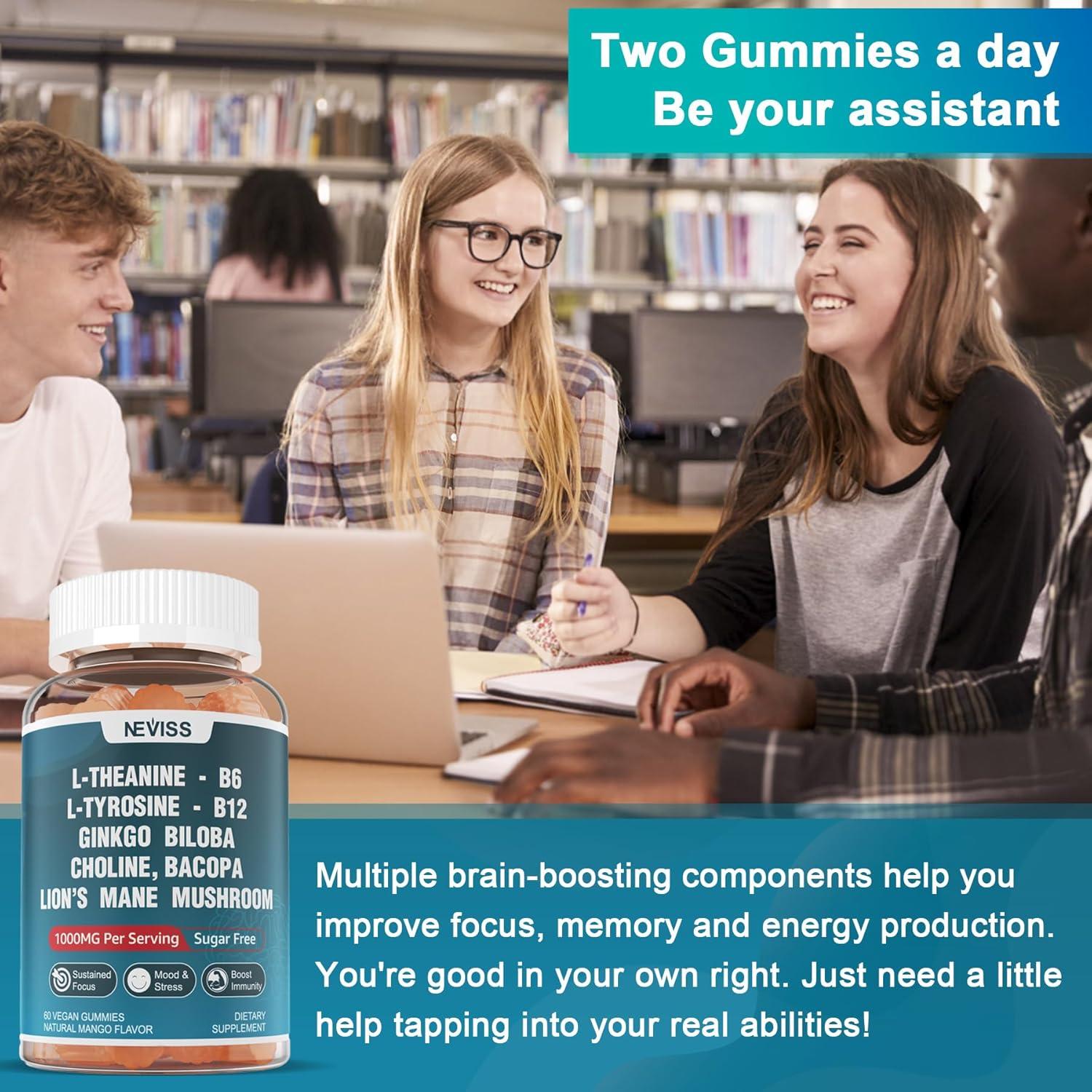 Gomitas de Enfoque Cerebral Neviss 60 Unidades Sin Azúcar