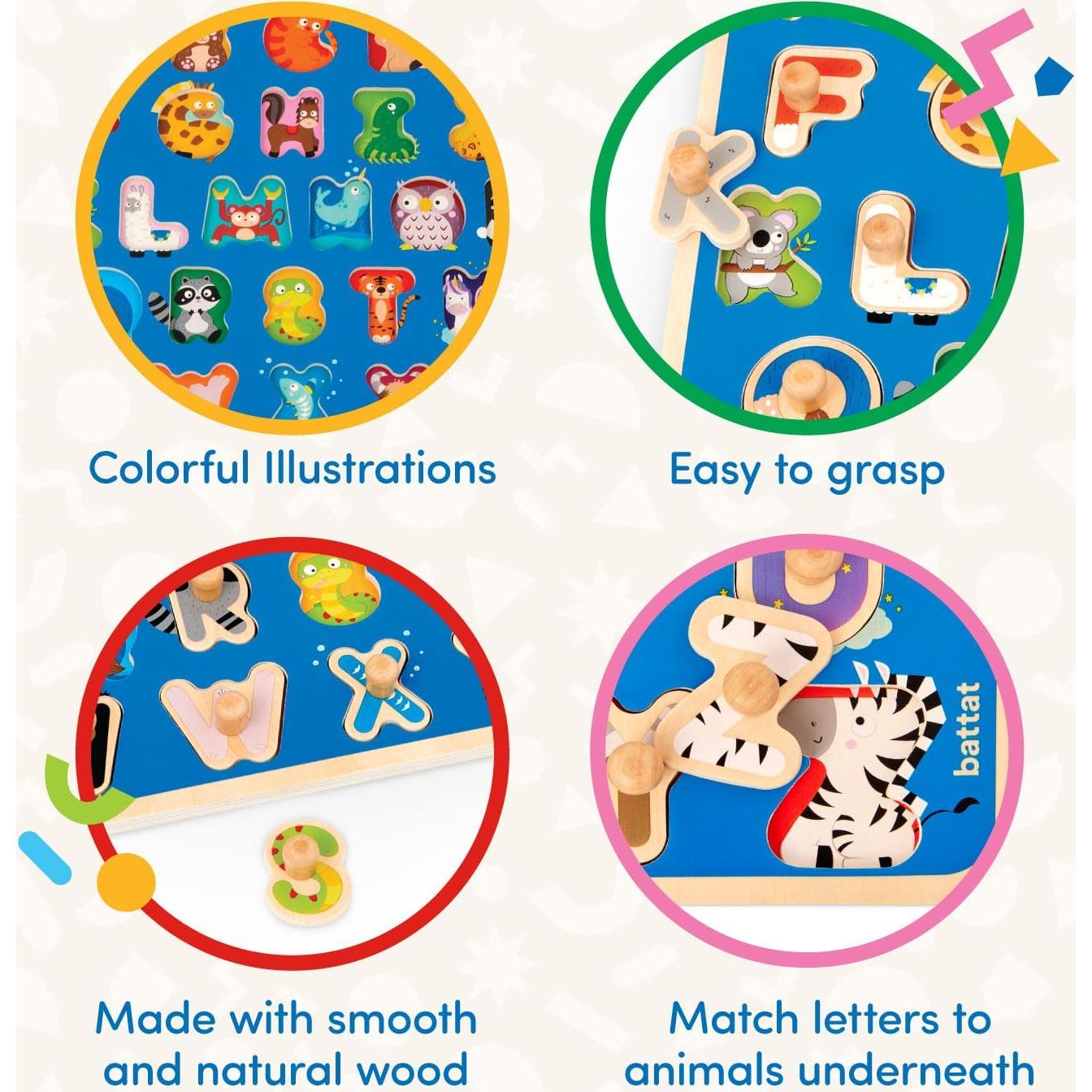 Rompecabezas de Madera ABC Battat 27 Piezas Educativo 2 Años