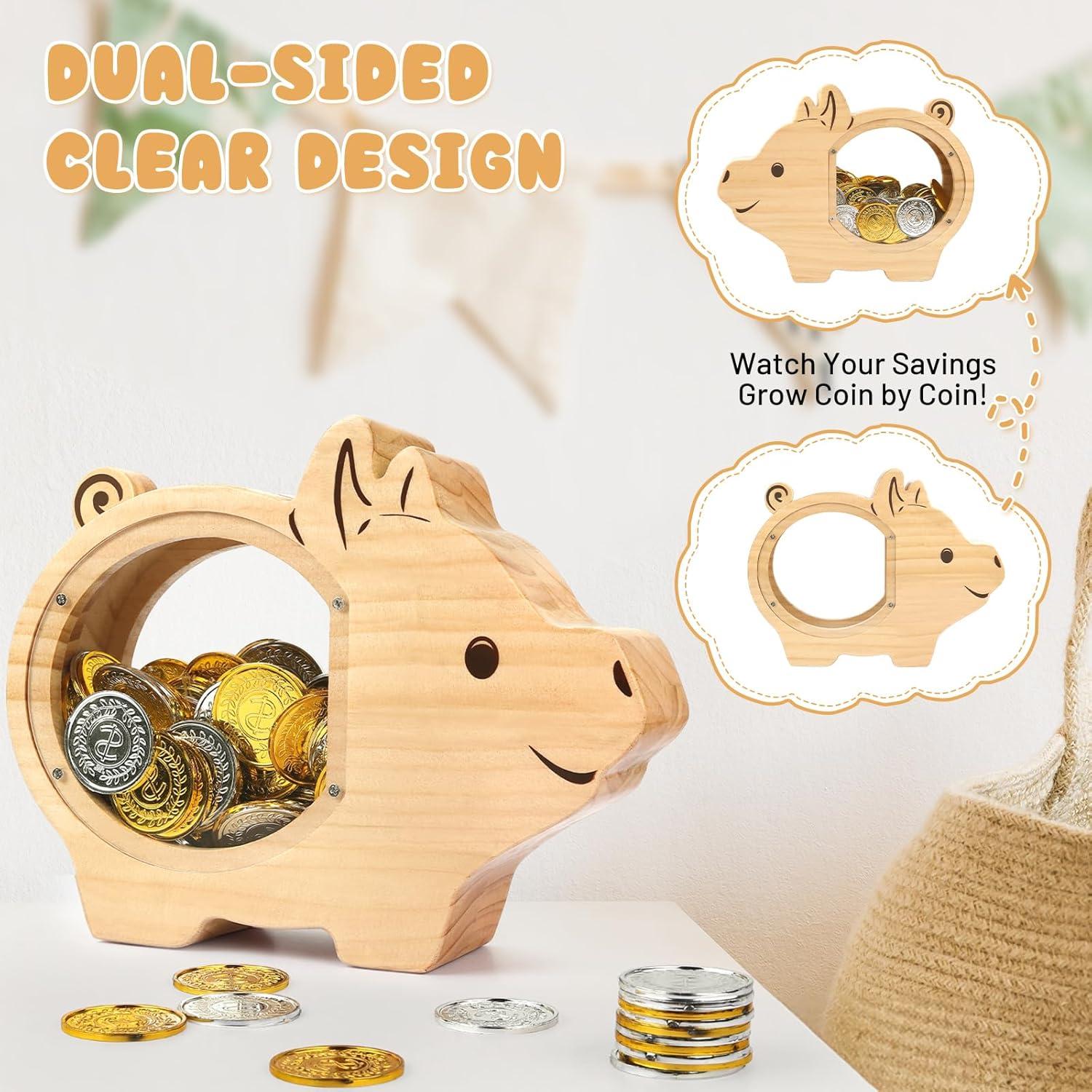 Hucha de Madera Personalizada Foyucool Cerdo 24.5x18.1cm