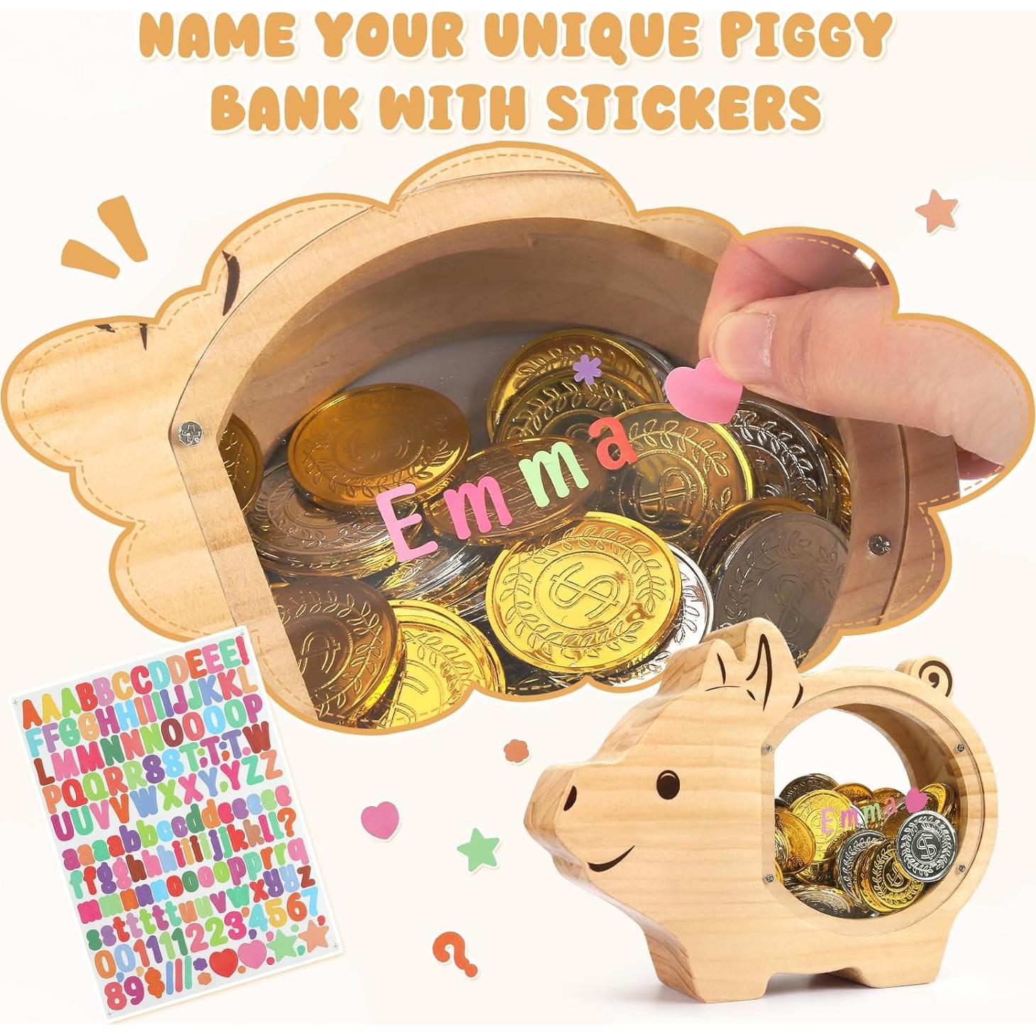 Hucha de Madera Personalizada Foyucool Cerdo 24.5x18.1cm