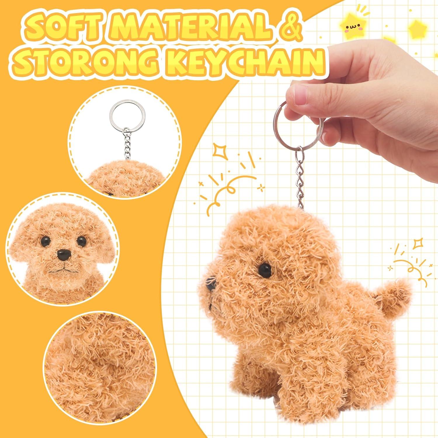 12 Mini Perros de Peluche HAPGFS con Llaveros y Casa