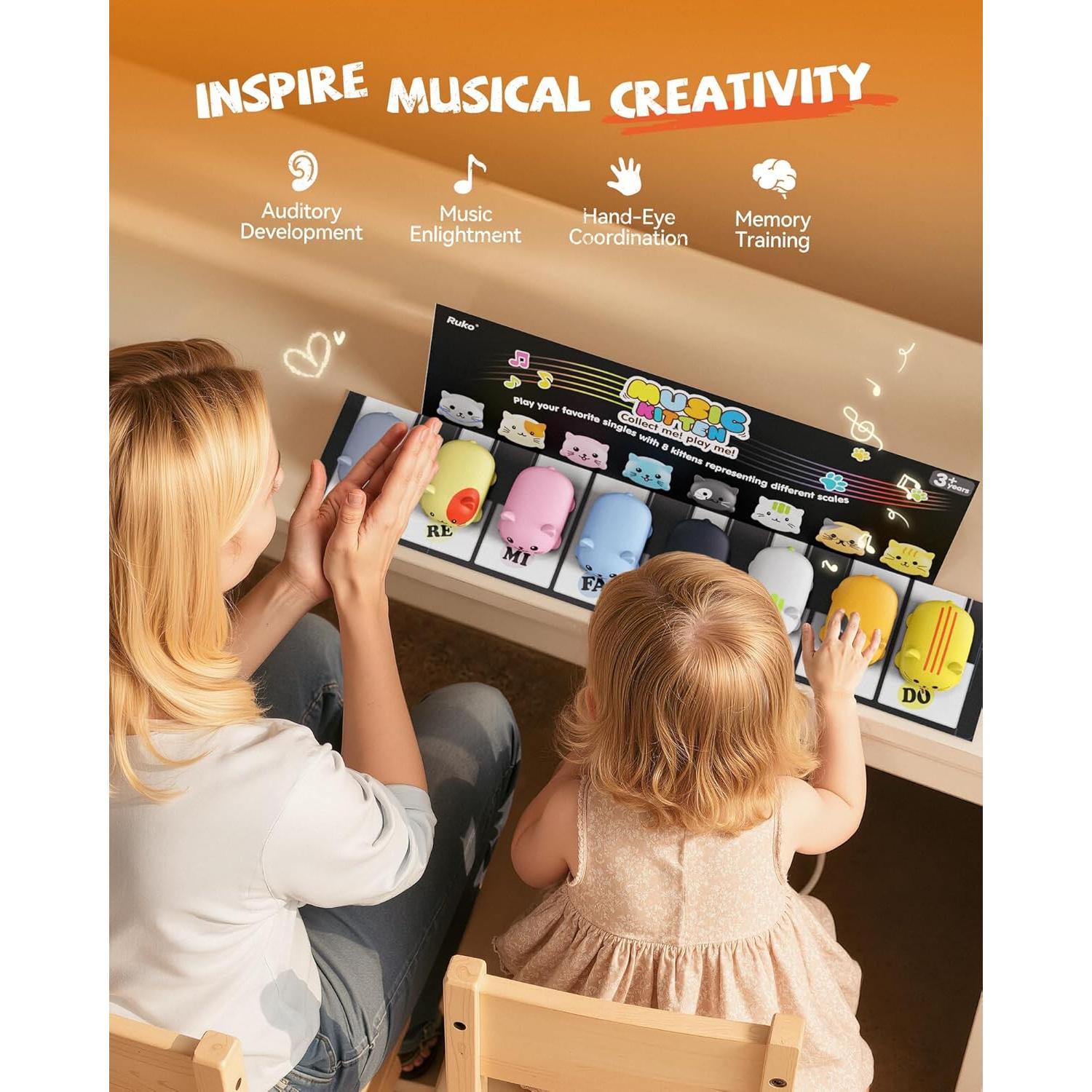 Juguetes Musicales Ruko Gatos Piano 8Pcs para Niños 3-9 Años