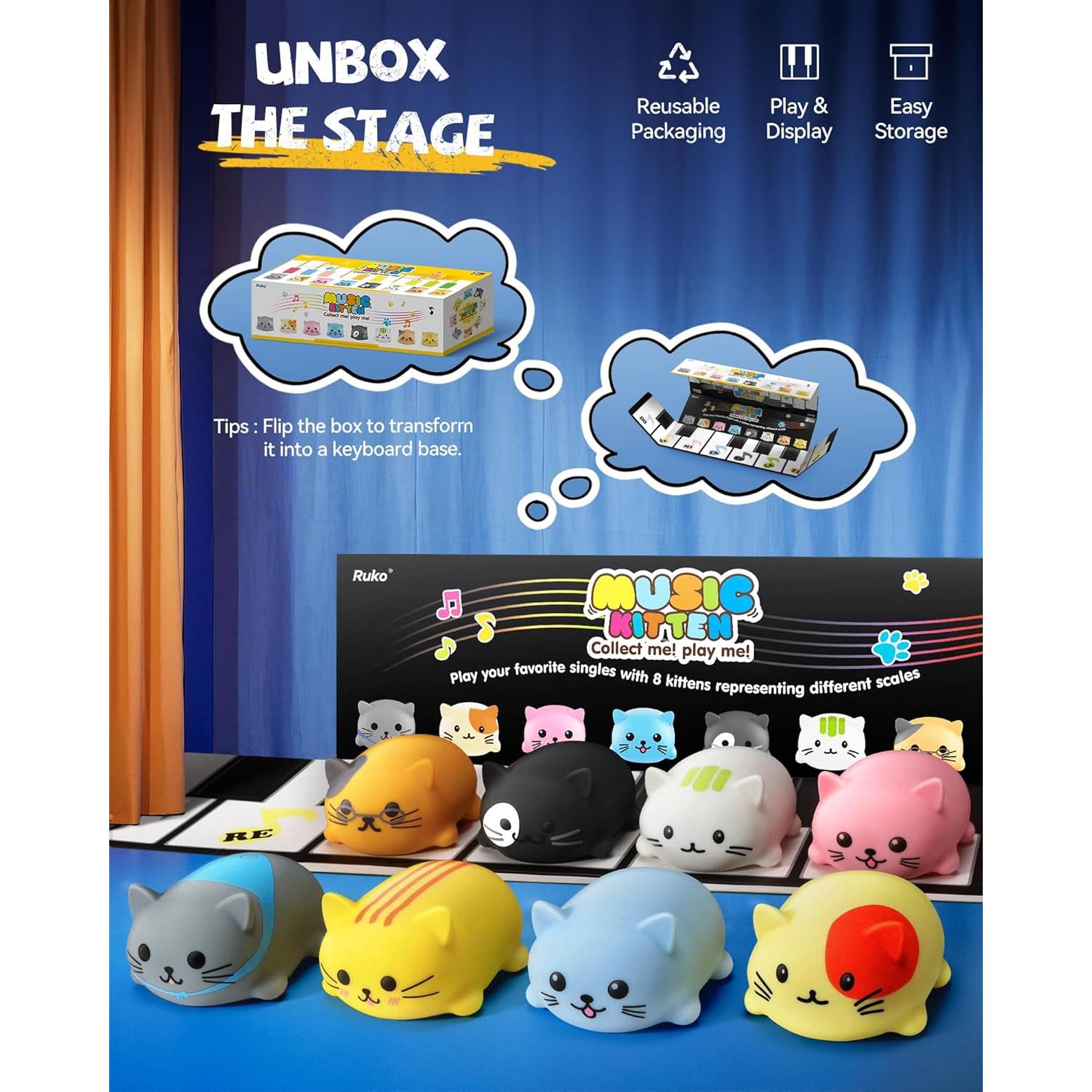 Juguetes Musicales Ruko Gatos Piano 8Pcs para Niños 3-9 Años