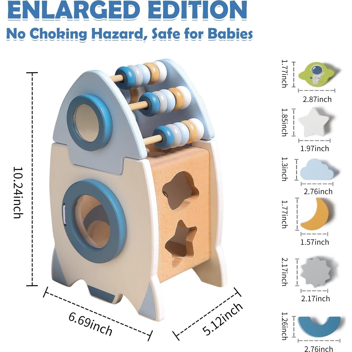Cubo de Actividades Montessori Cohete de Madera 1-3 Años