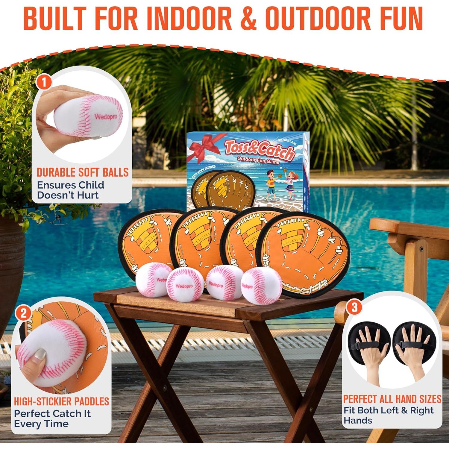 Juego de Lanzar y Atrapar Wedopro - 4 Piezas para Niños 3-12 Años