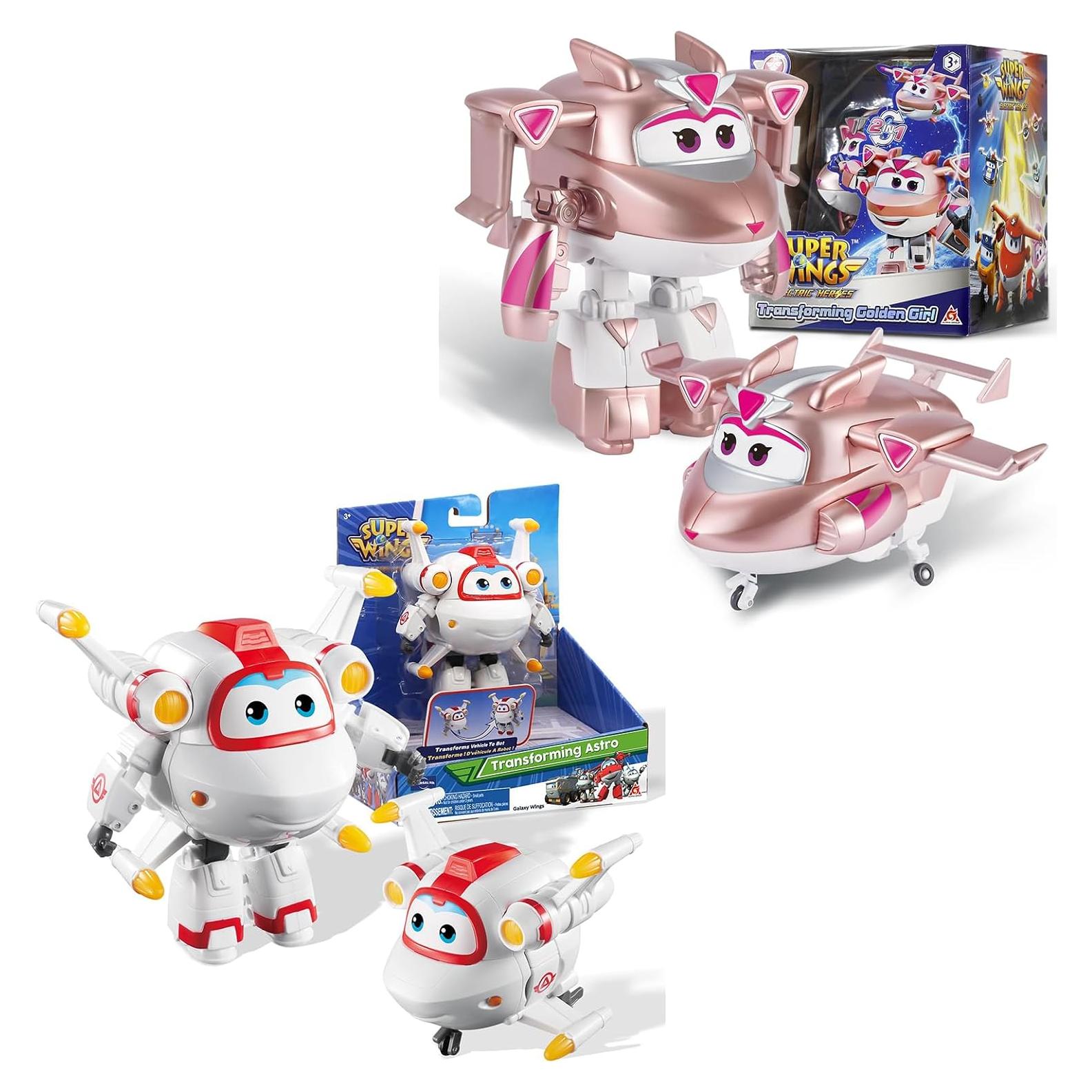 Super Wings Juguetes Transformables Chica Dorada y Astro 12.7cm