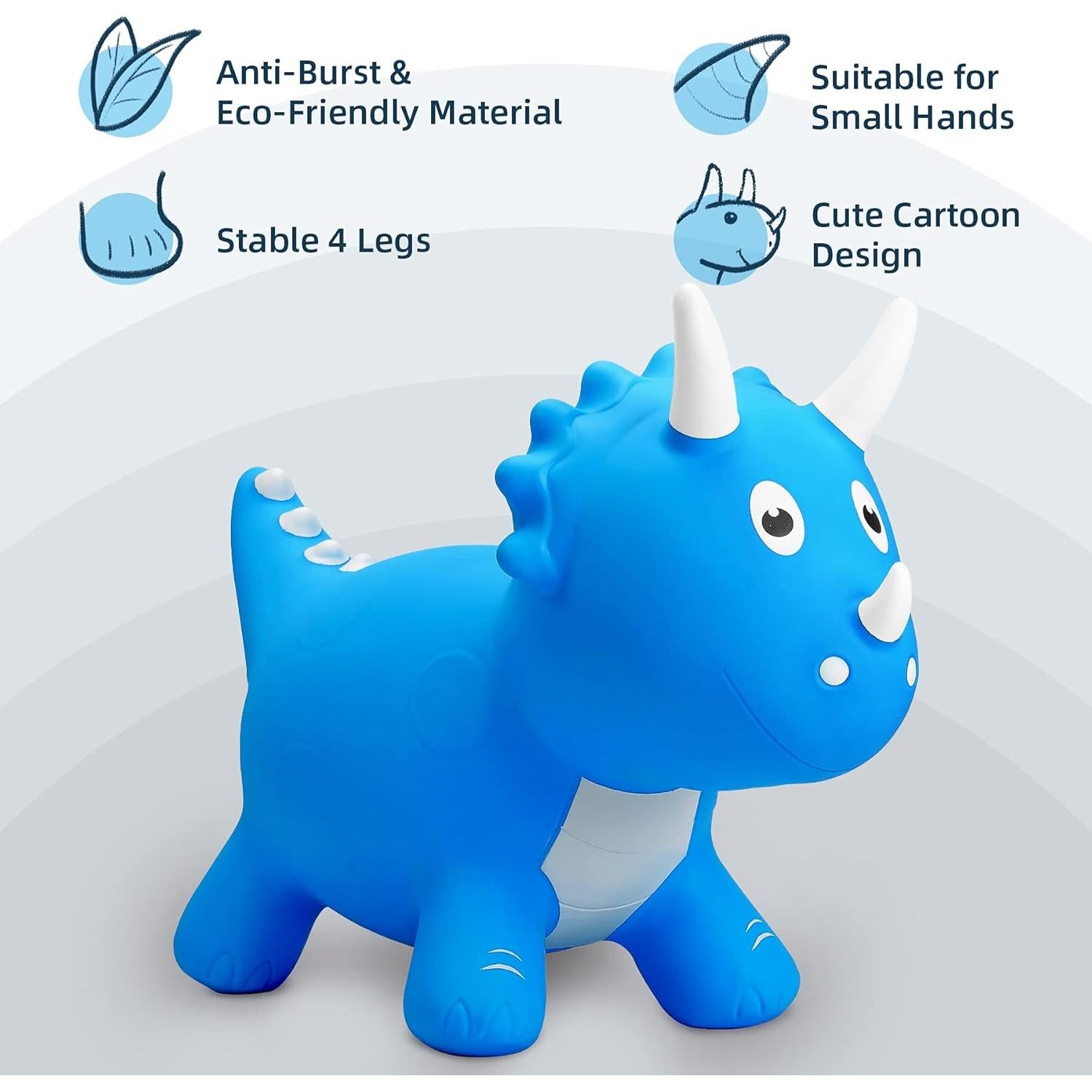 Saltador Inflable Dinosaurio Azul EVERICH para Niños 18 Meses