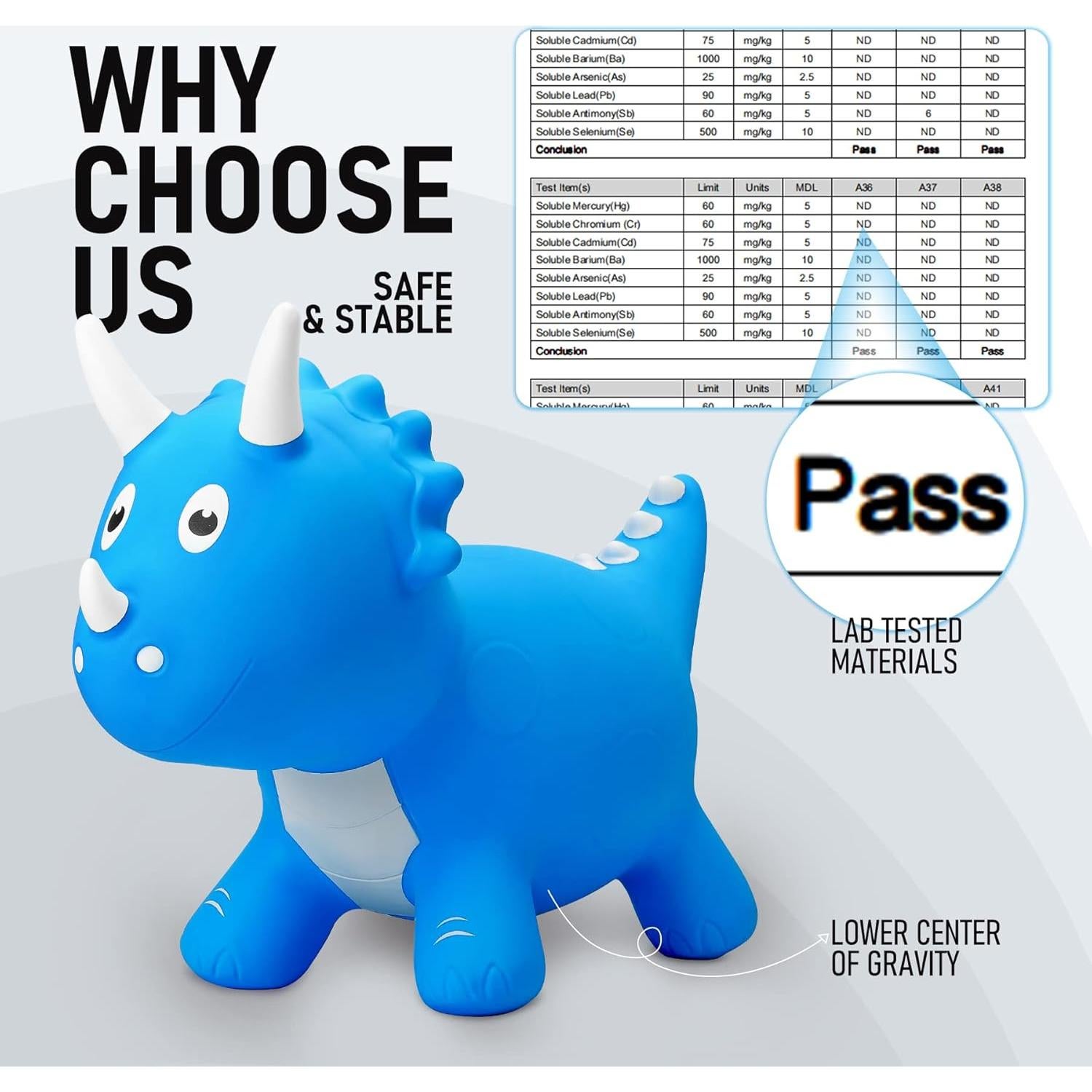 Saltador Inflable Dinosaurio Azul EVERICH para Niños 18 Meses