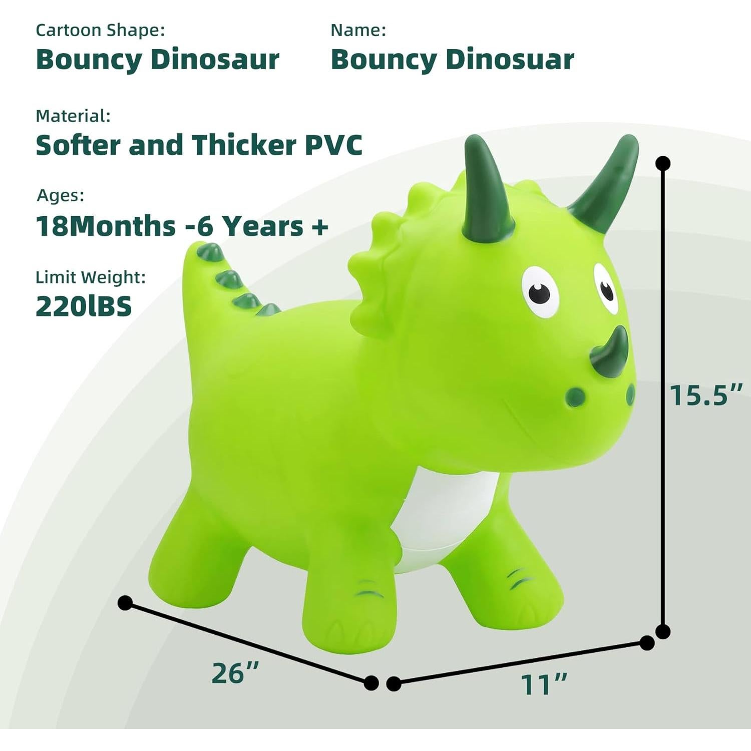 Saltador Inflable Dinosaurio Verde EVERICH para Niños 18 Meses