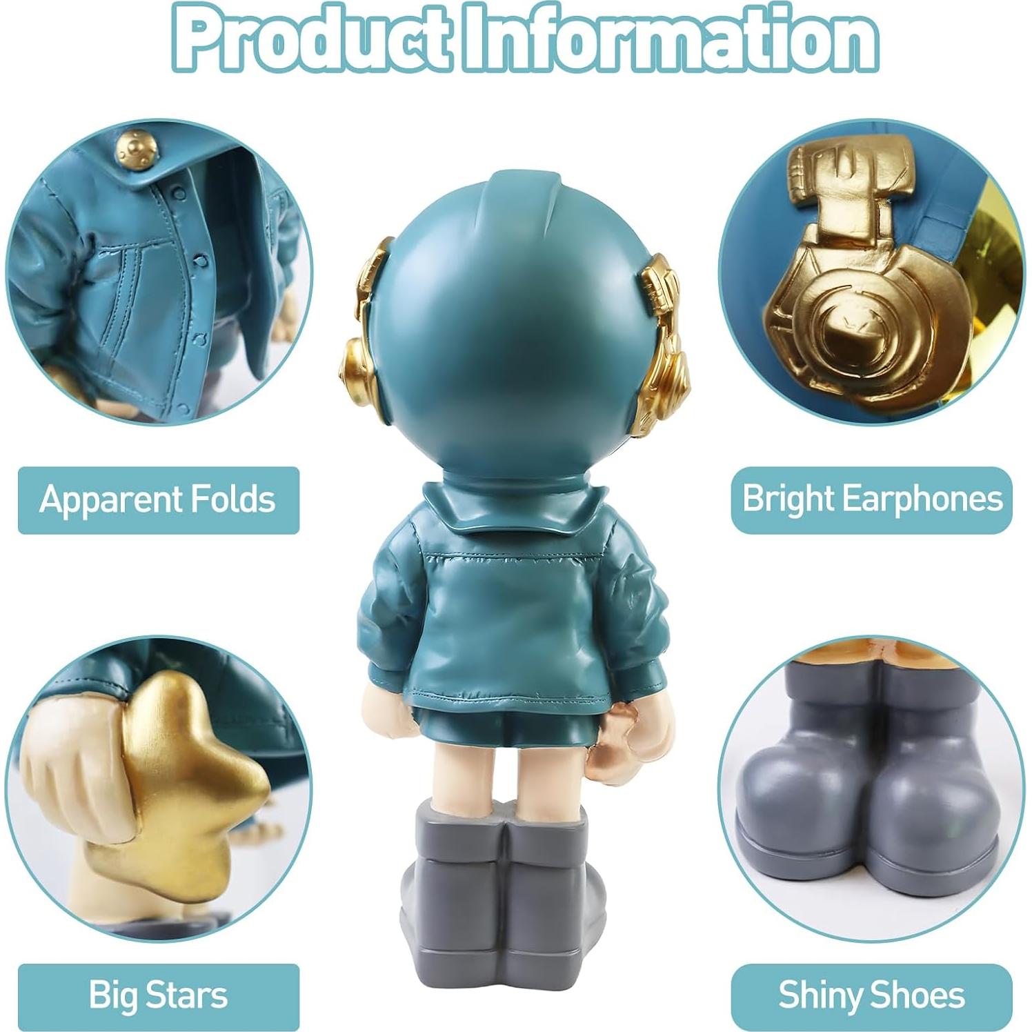 Estatua Astronauta Dosker 34.8cm Resina Decorativa Azul