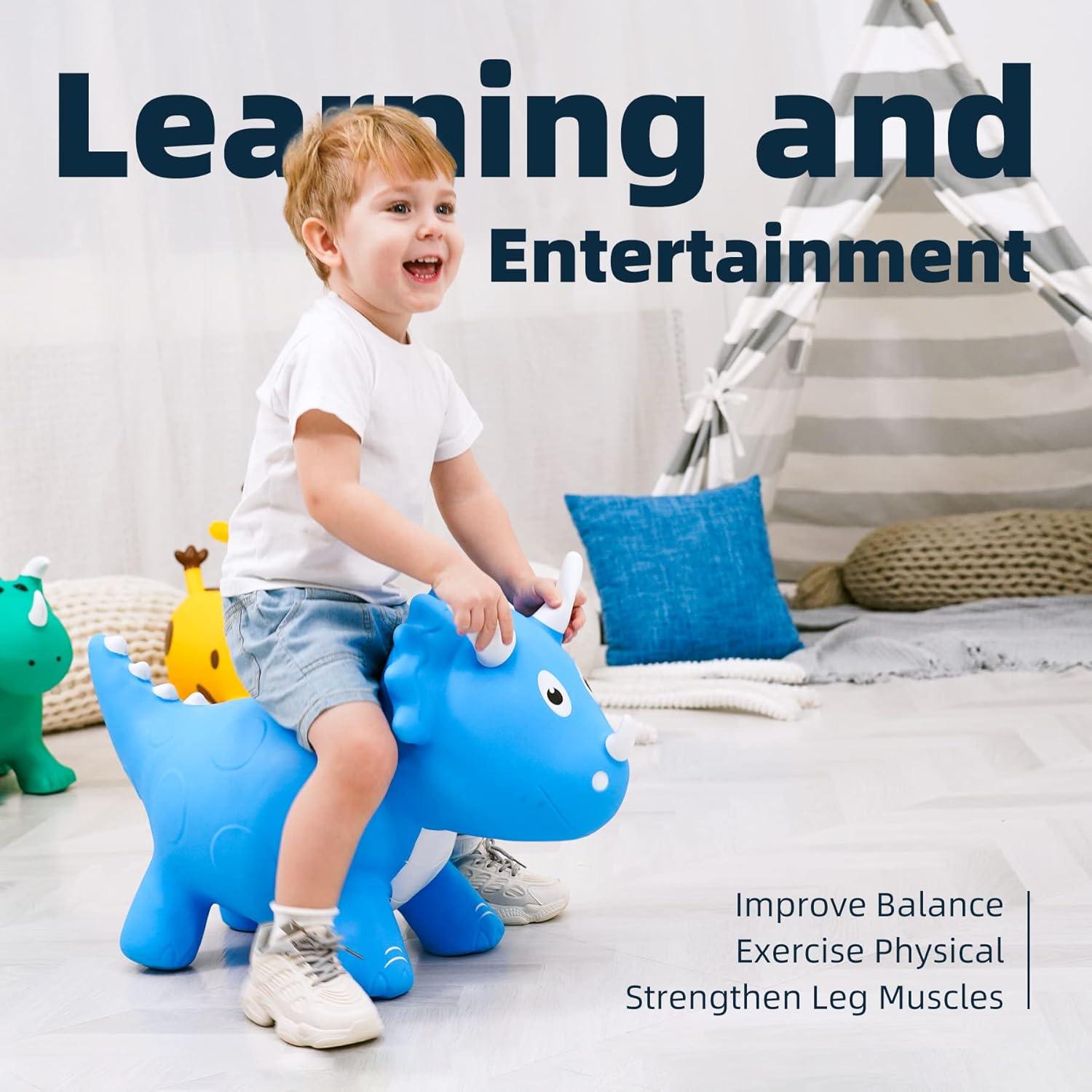 Saltador Inflable Dinosaurio Azul EVERICH para Niños 18 Meses