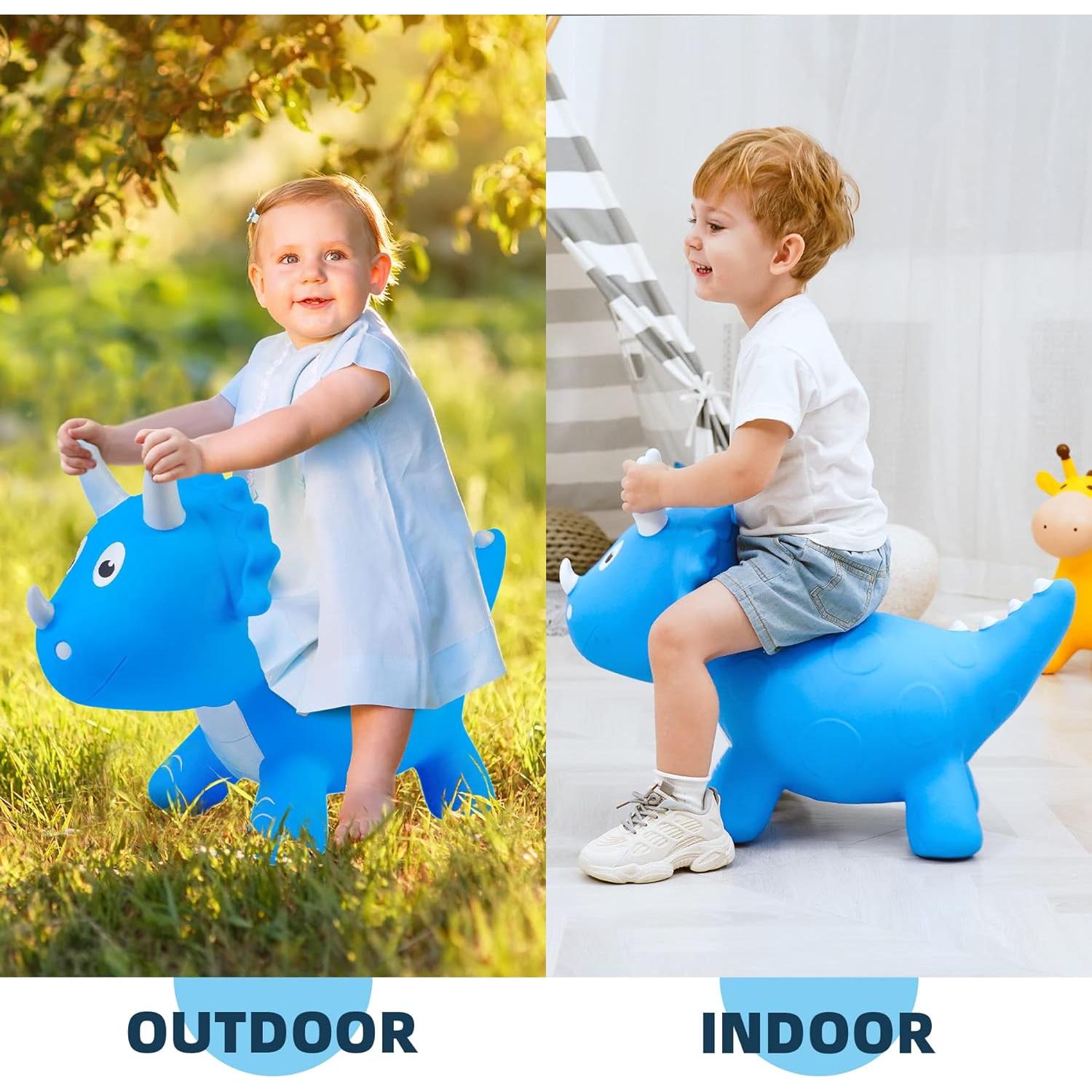 Saltador Inflable Dinosaurio Azul EVERICH para Niños 18 Meses