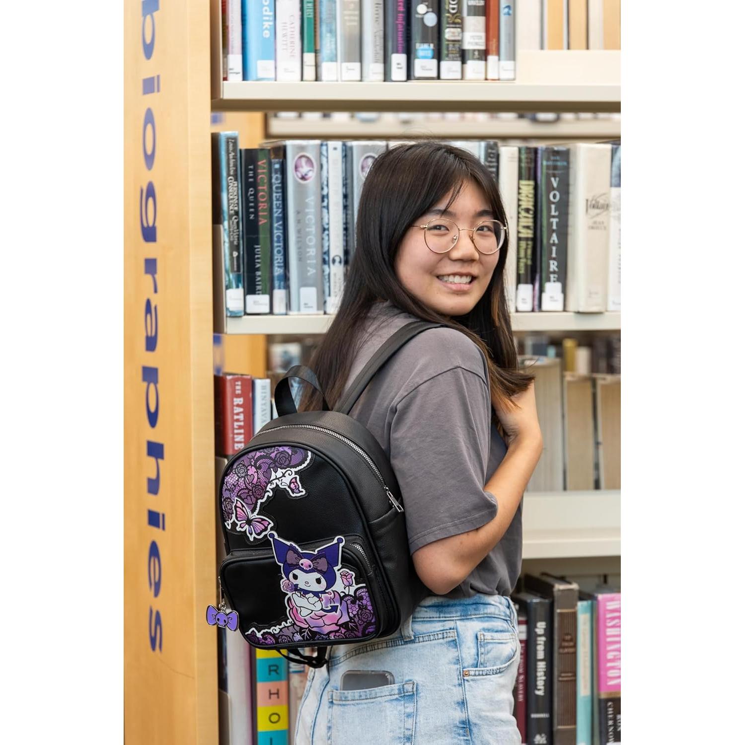 Mochila Mini de PU Kuromi Hello Kitty 26.67 cm Kawaii