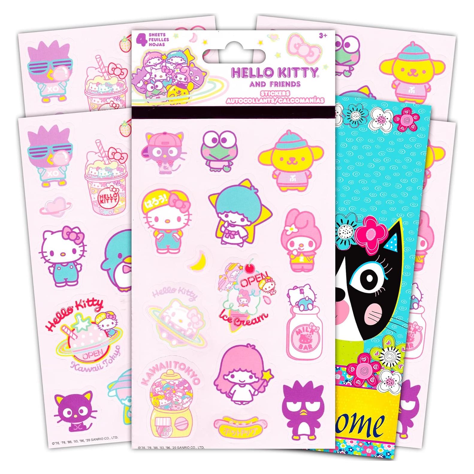 Conjunto de Stickers Hello Kitty - 4 Hojas Coloridas con Amigos