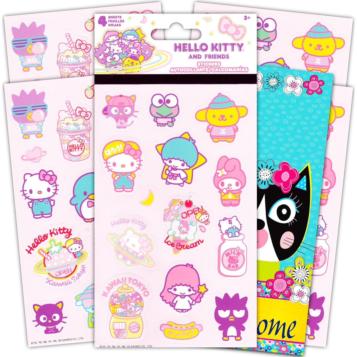 Conjunto de Stickers Hello Kitty - 4 Hojas Coloridas con Amigos
