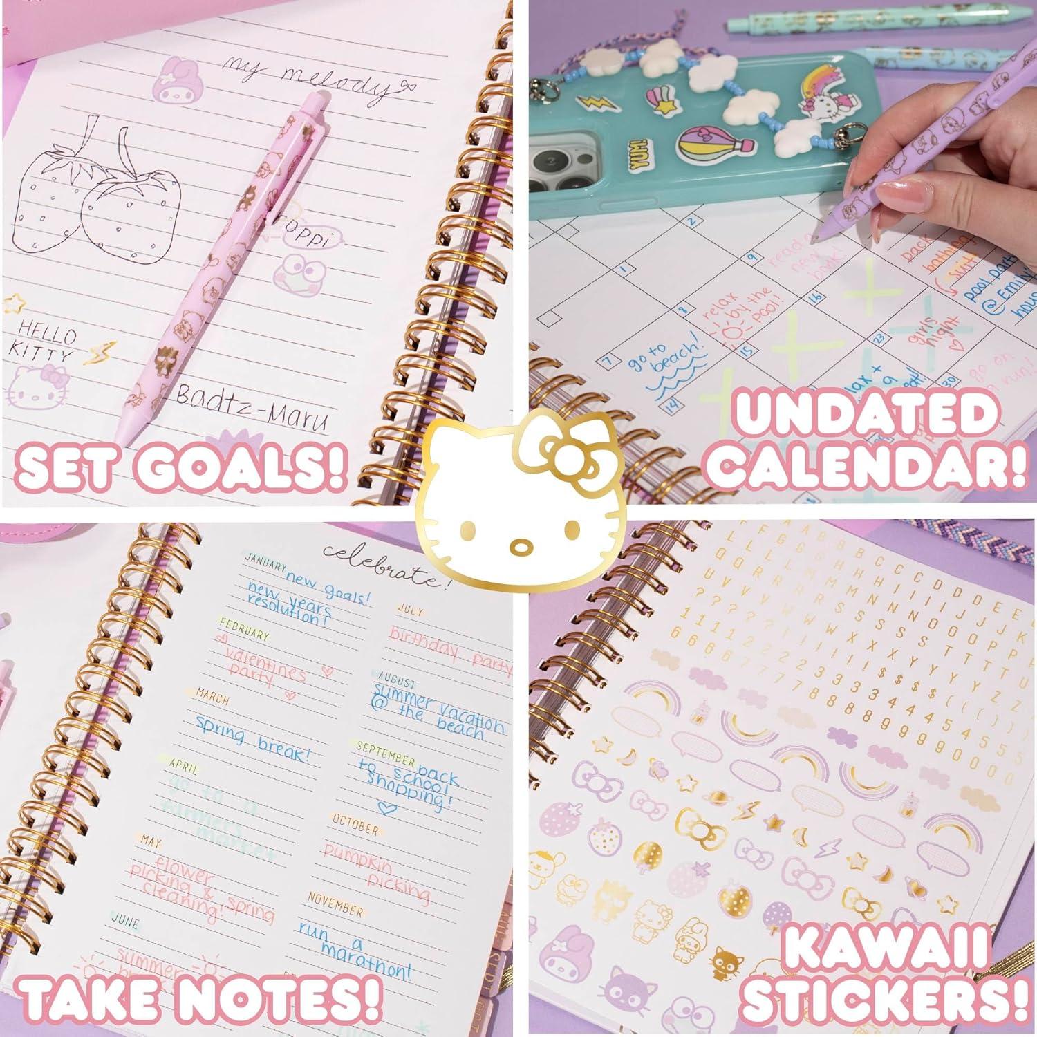 Agenda Hello Kitty Tapa Dura 70 Páginas con Stickers Kawaii