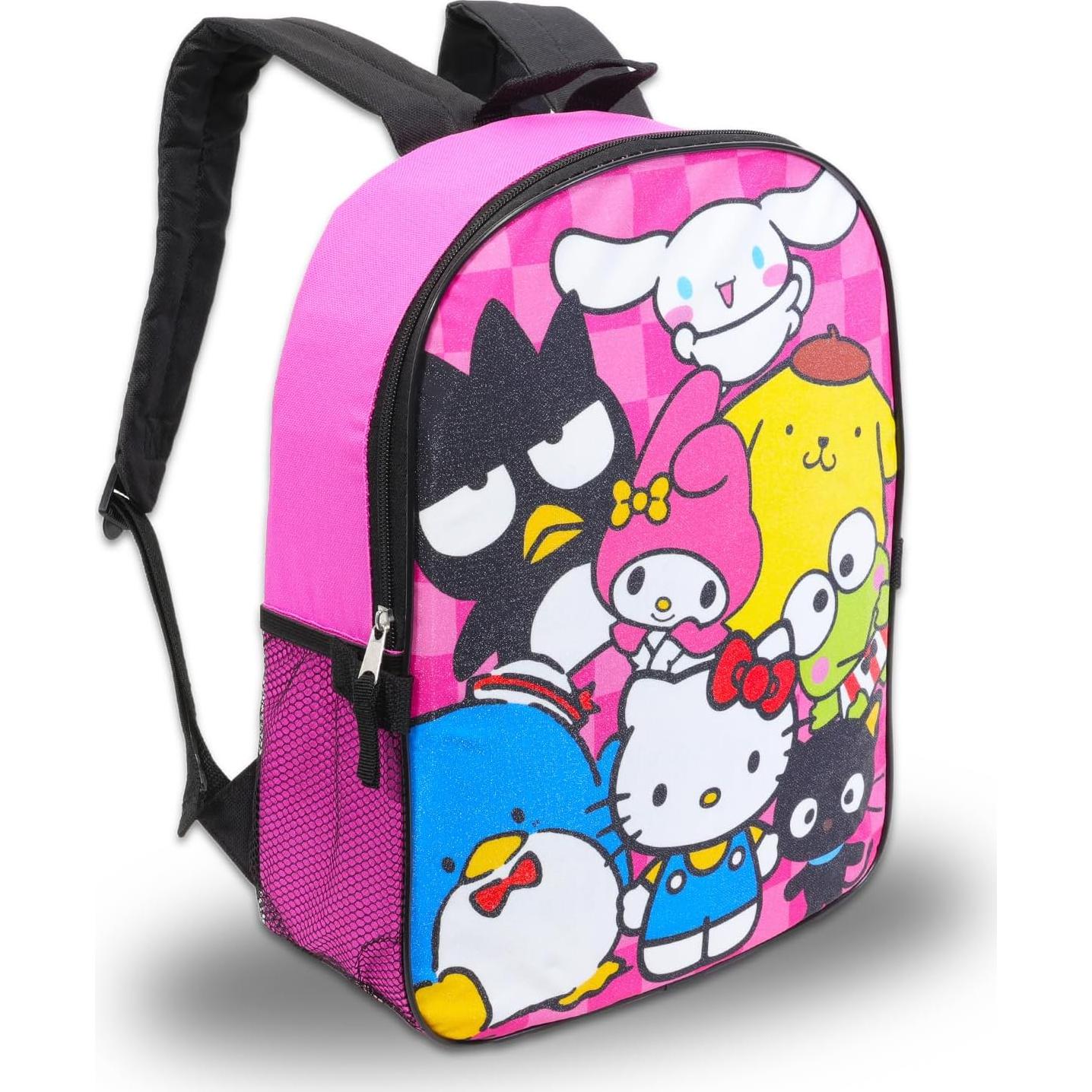 Mochila Escolar Sanrio Hello Kitty 16" + Almuerzo + Botella