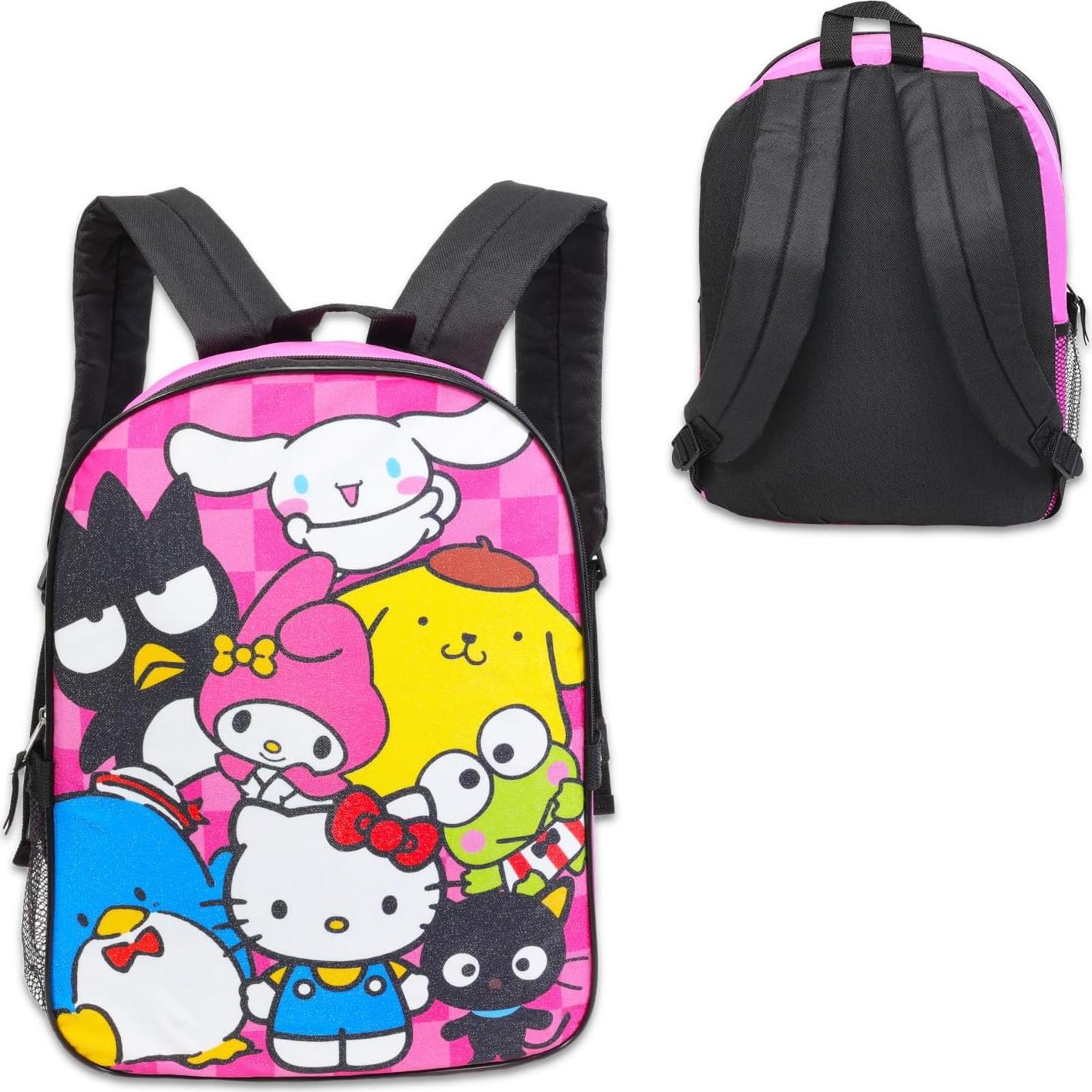 Mochila Escolar Sanrio Hello Kitty 16" + Almuerzo + Botella