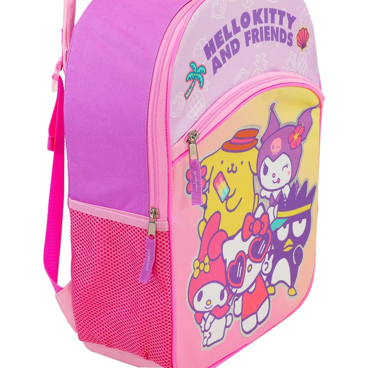 Mochila Sanrio Hello Kitty 16" + Botella de Agua + Stickers
