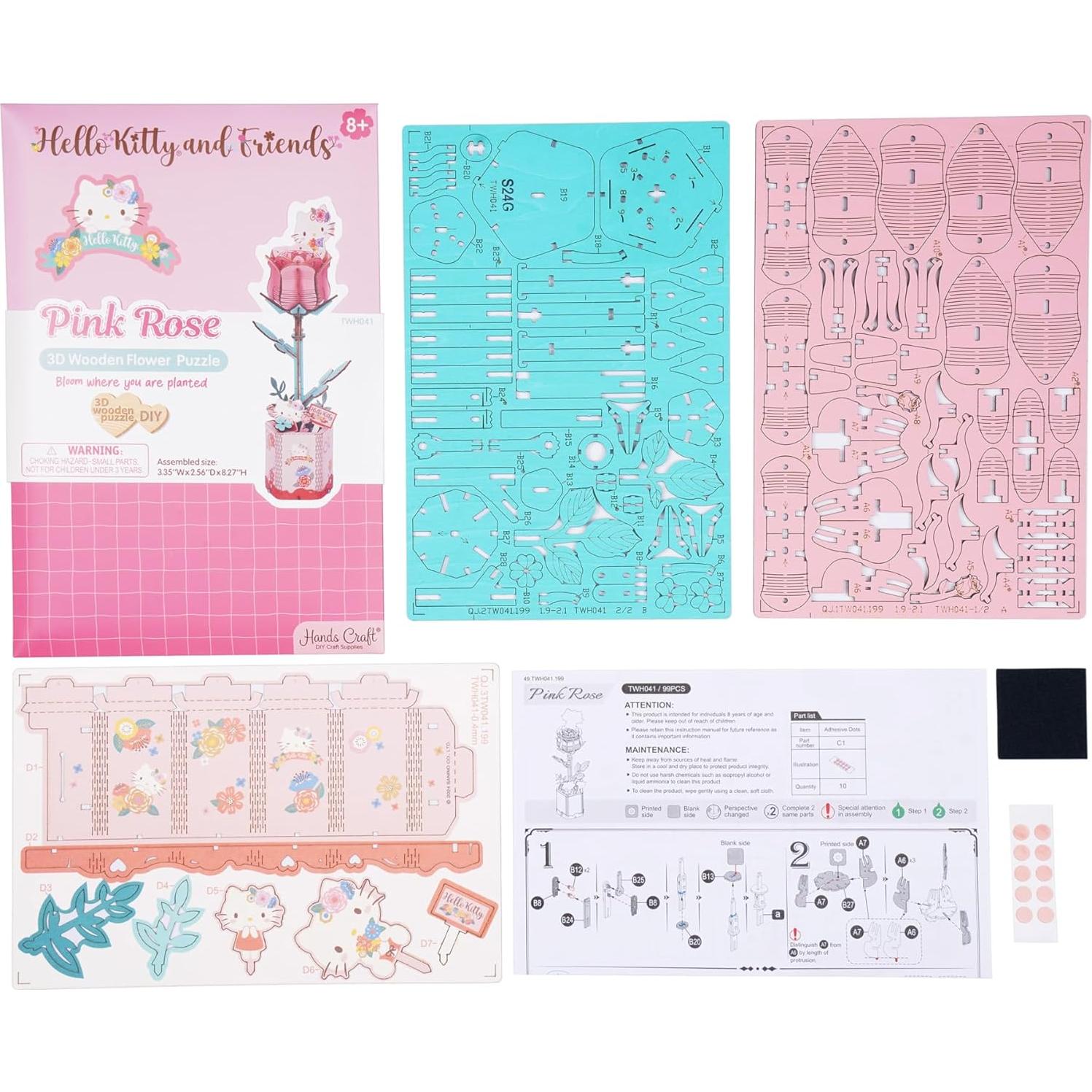 Kit de Rompecabezas 3D Rosa Rosa Hola Kitty - Manos Craft