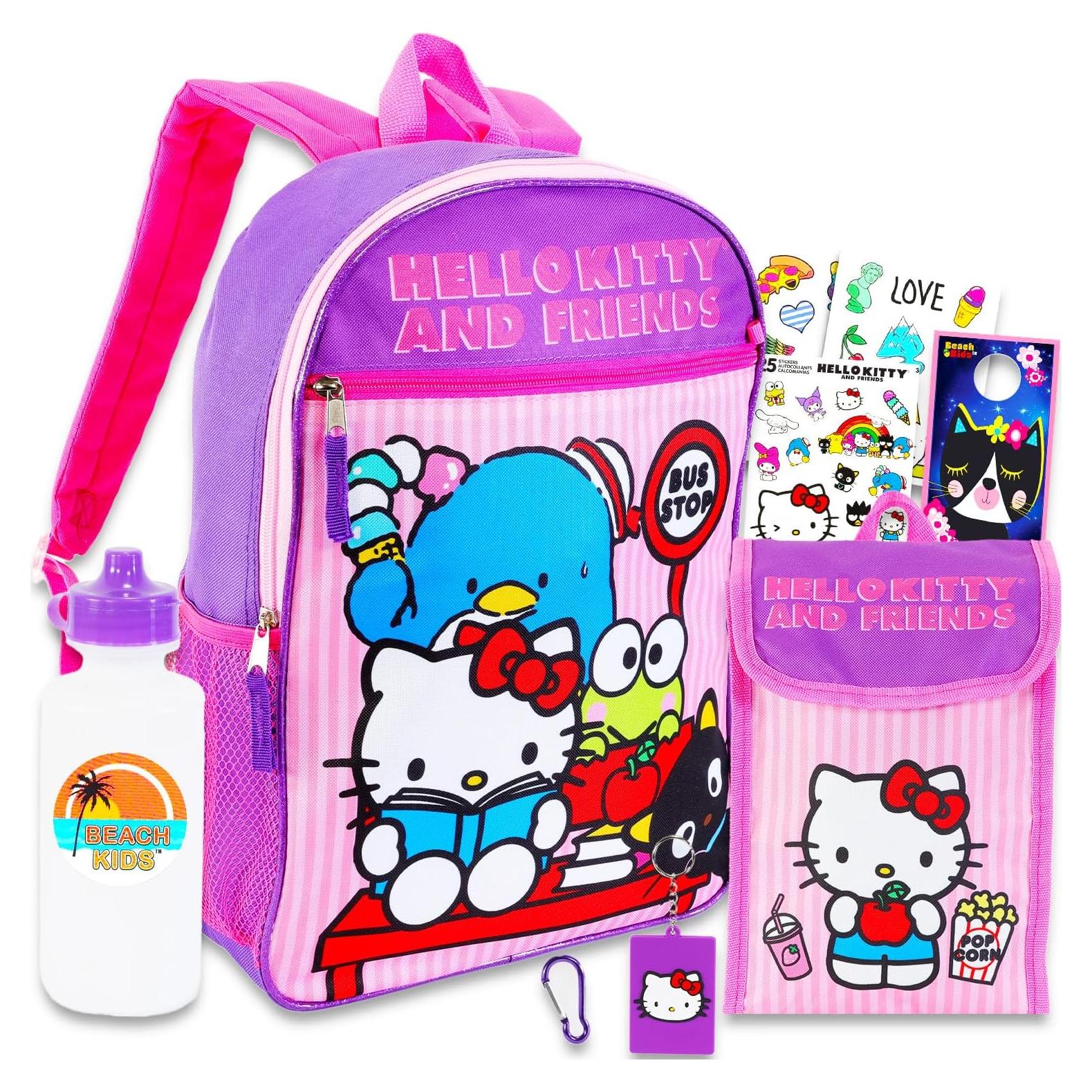 Mochila Sanrio para Niñas con Bolsa de Almuerzo y Botella