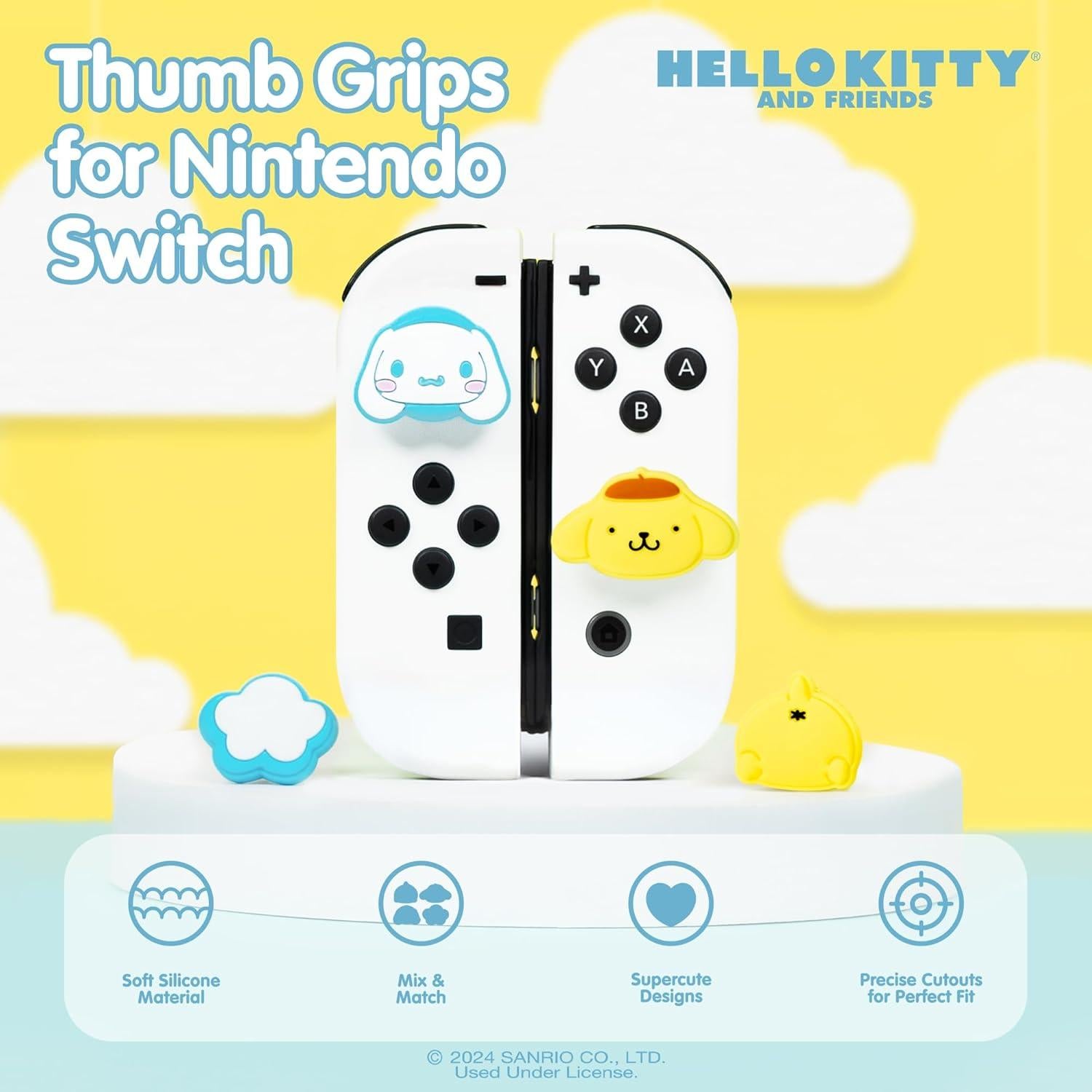 Bundle Squishy Cinnamoroll y Thumb Grips Hello Kitty Nintendo Switch