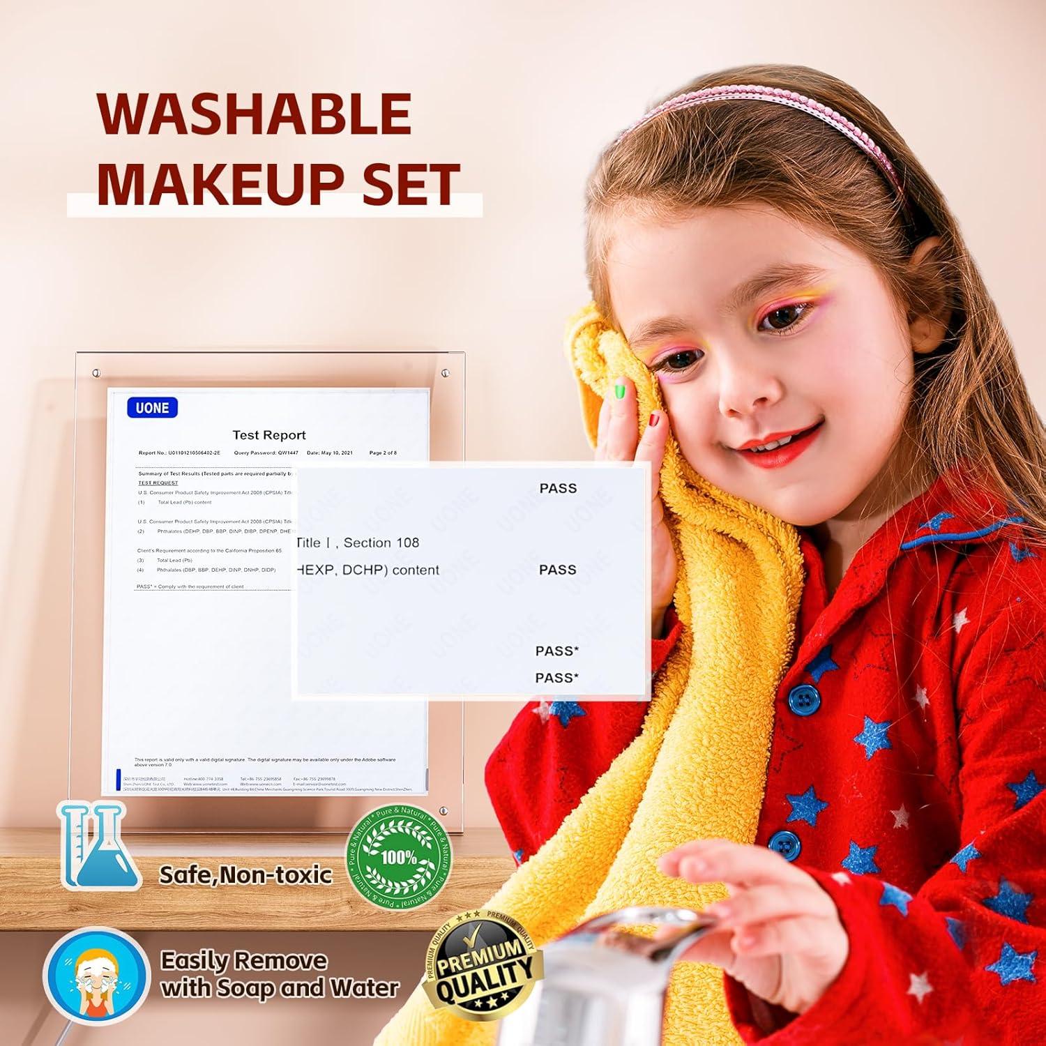 Kit de Maquillaje Lavable para Niñas Mqsiuve 62 Piezas Rosa