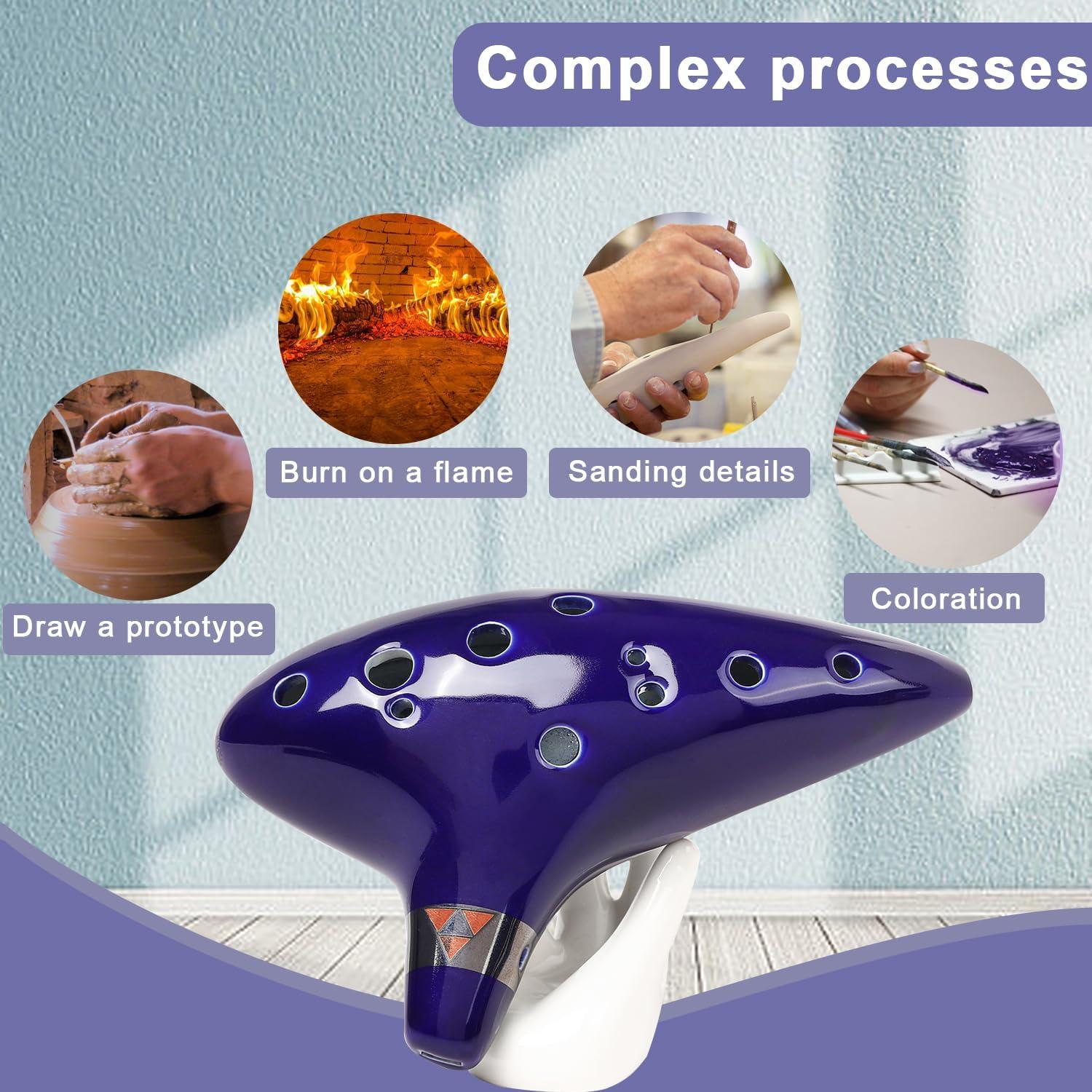 Ocarina de Cerámica Azul 12 Agujeros C con Libro de Canciones