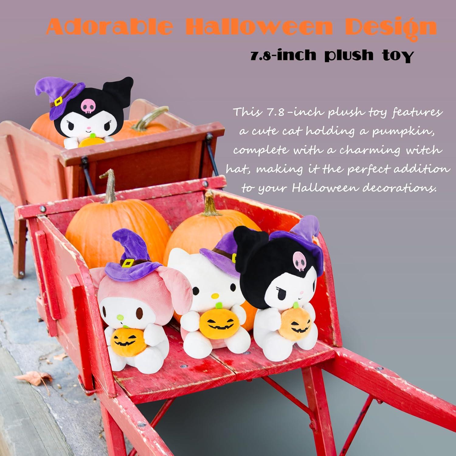 Peluche de Gato de Halloween Ahlsense 19.81 cm Rosa con Sombrero