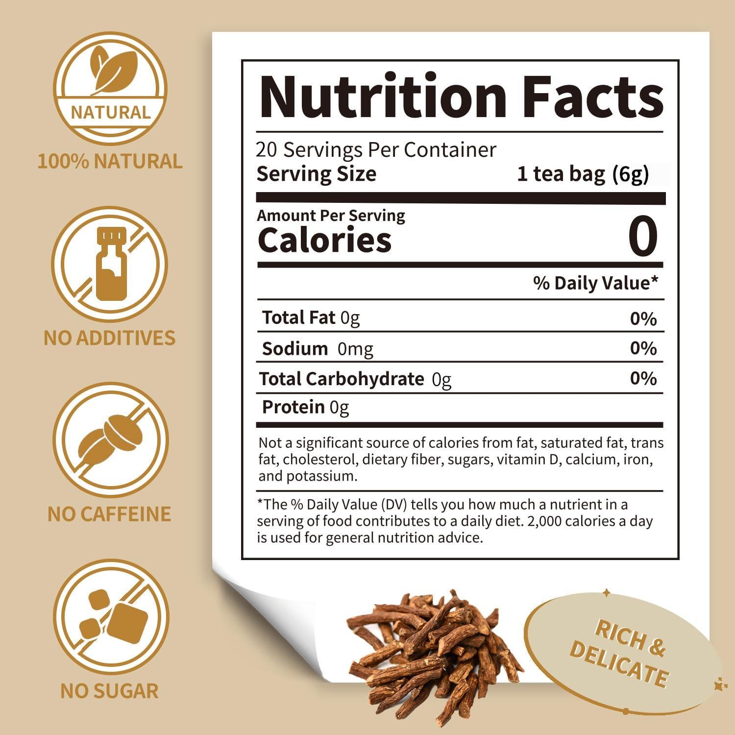 Té de raíz de diente de león Lynginya, 40 bolsas naturales