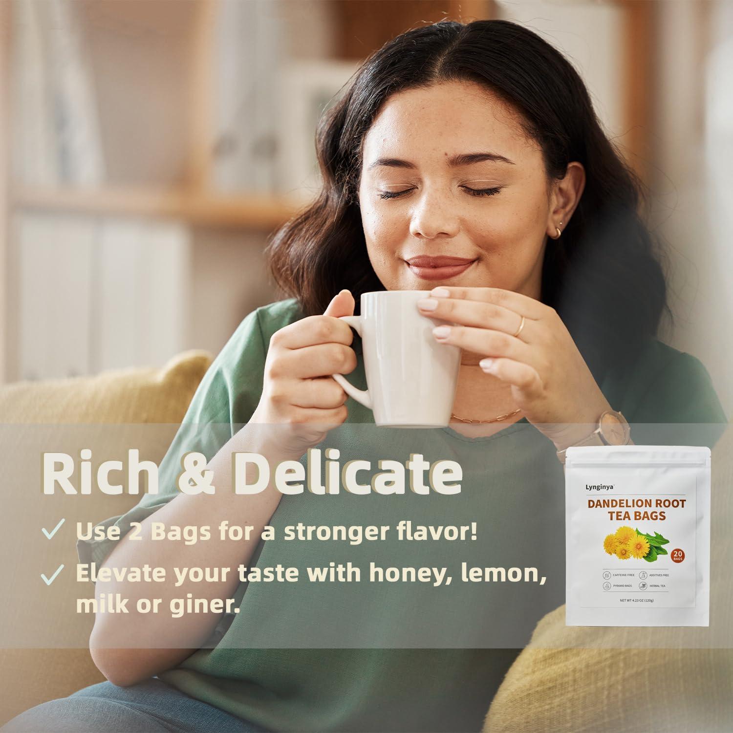 Té de raíz de diente de león Lynginya, 40 bolsas naturales